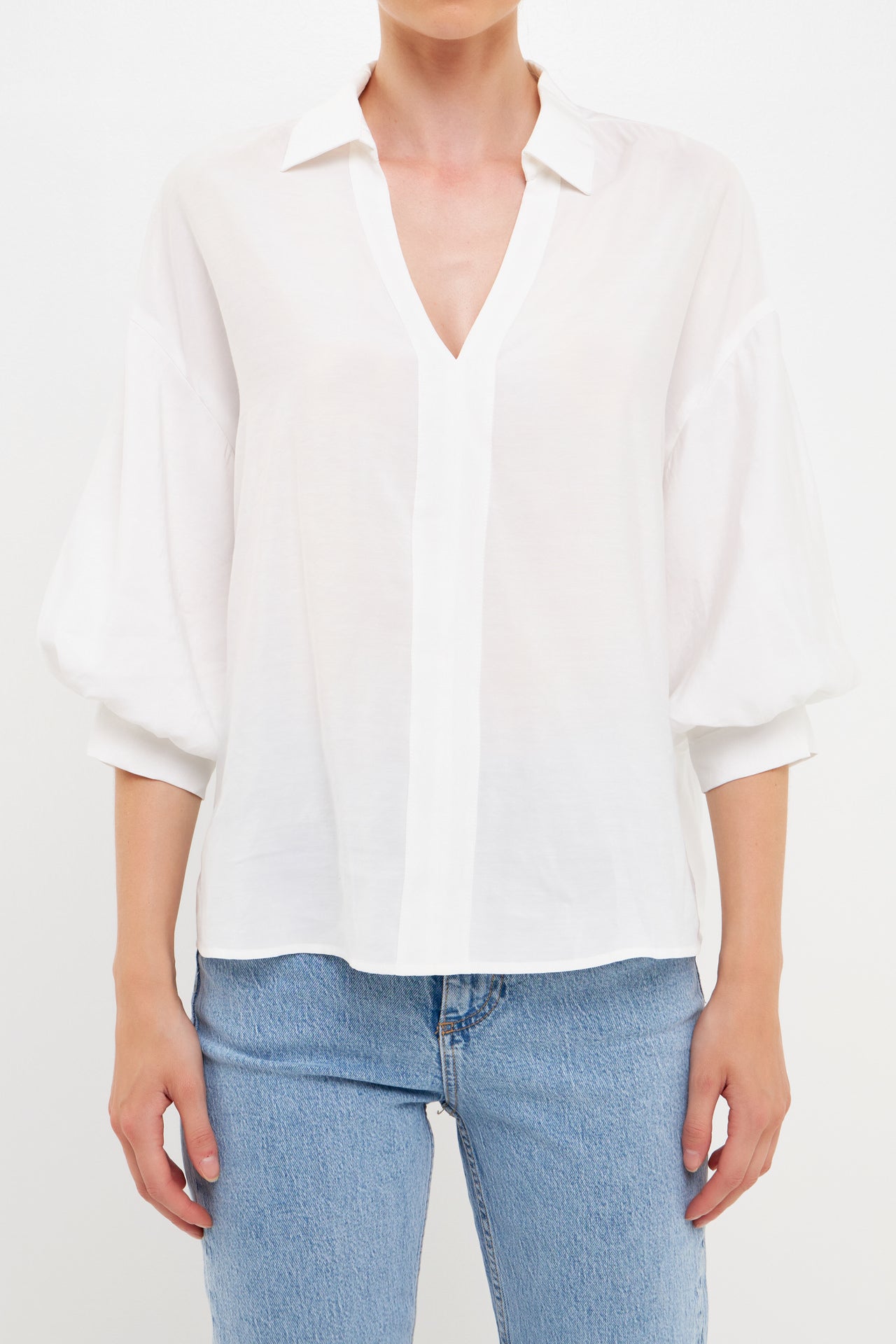 ENGLISH FACTORY - V-Neckline Drop Shoulder Blouse - TOPS available at Objectrare