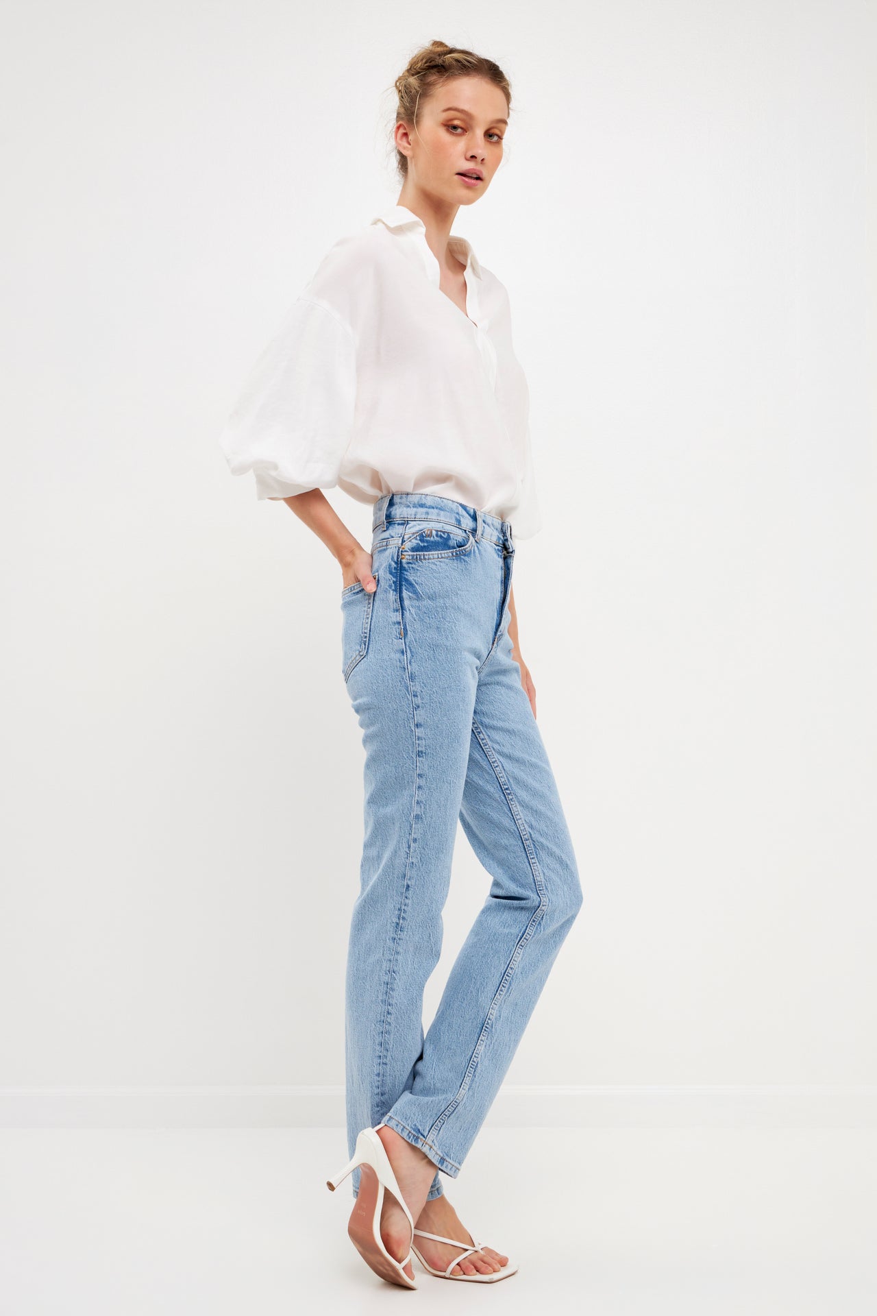 V-Neckline Drop Shoulder Blouse