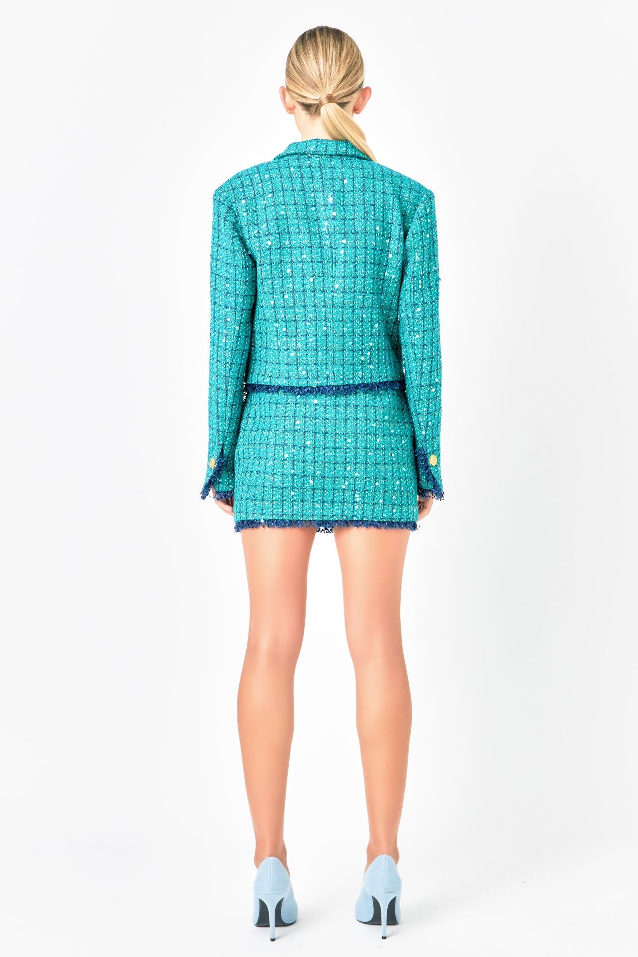 ENDLESS ROSE - Premium Cropped Sequin Tweed Jacket - JACKETS available at Objectrare