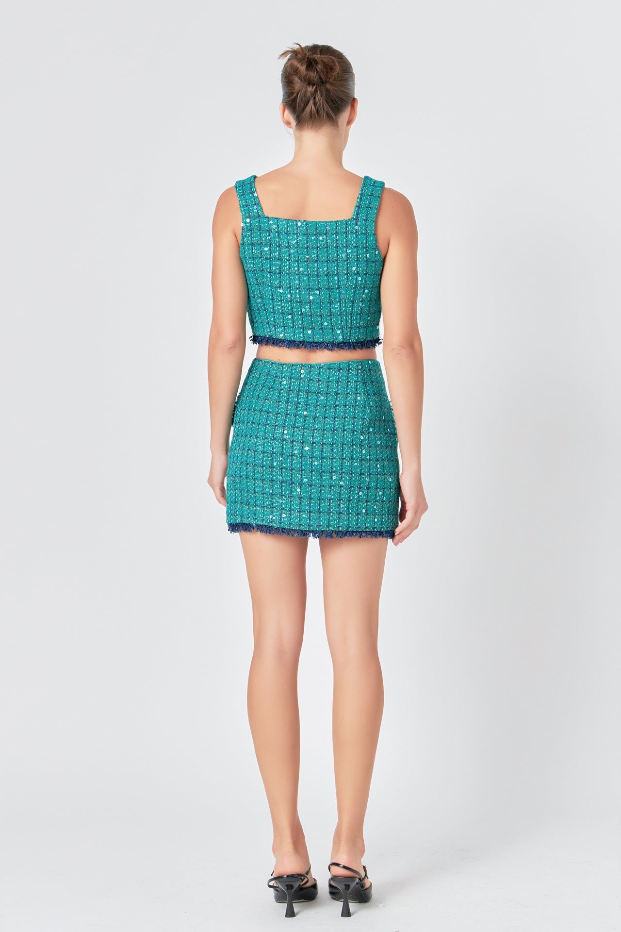 ENDLESS ROSE - Premium Sequin Tweed Mini Skirt - SKIRTS available at Objectrare