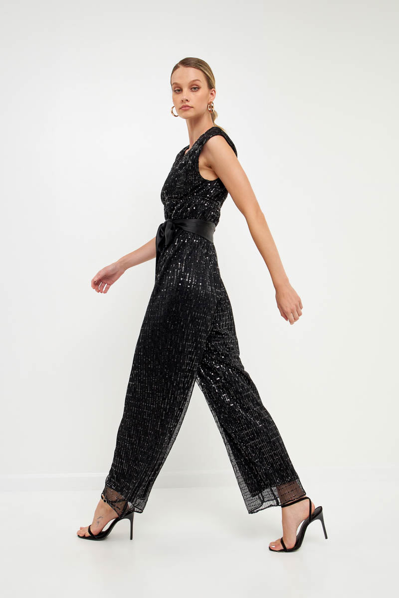 ENDLESS ROSE - Pleated Lurex Fabric Jumpsuit - JUMPSUITS available at Objectrare