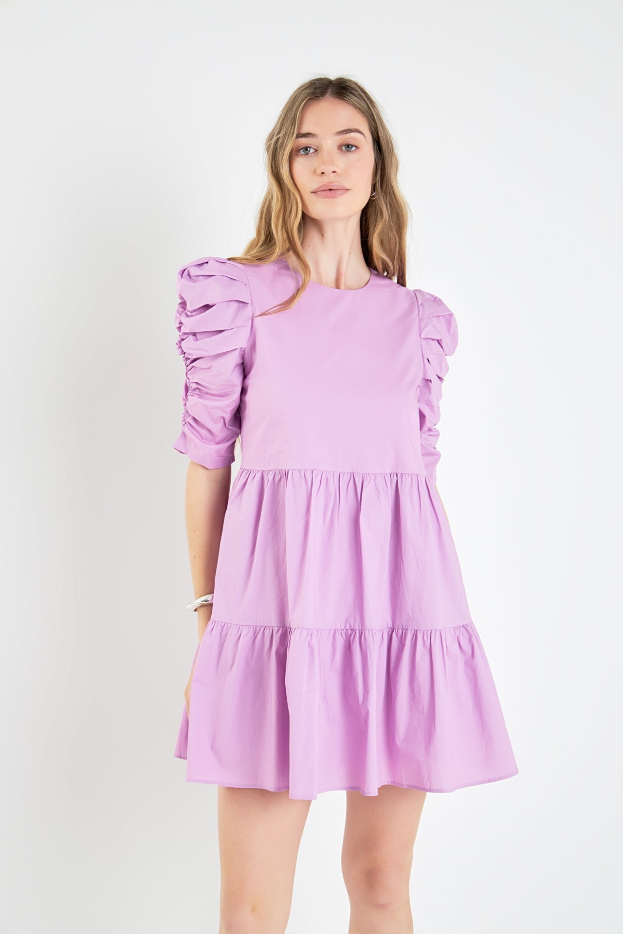 ENGLISH FACTORY - Tiered Puff Sleeve Mini Dress - DRESSES available at Objectrare