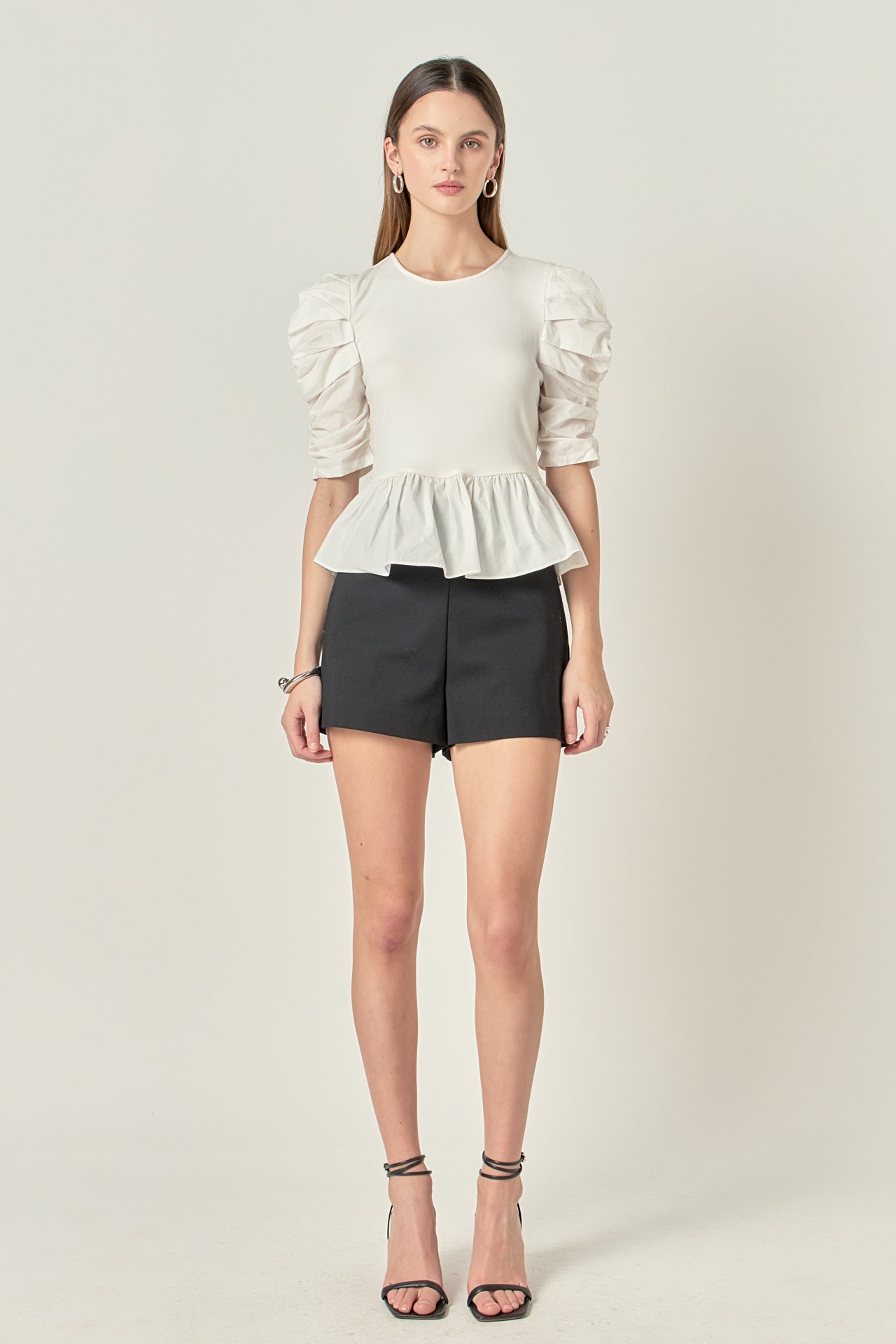ENGLISH FACTORY - Pleated Puff Sleeve Top in White - TOPS available at Objectrare