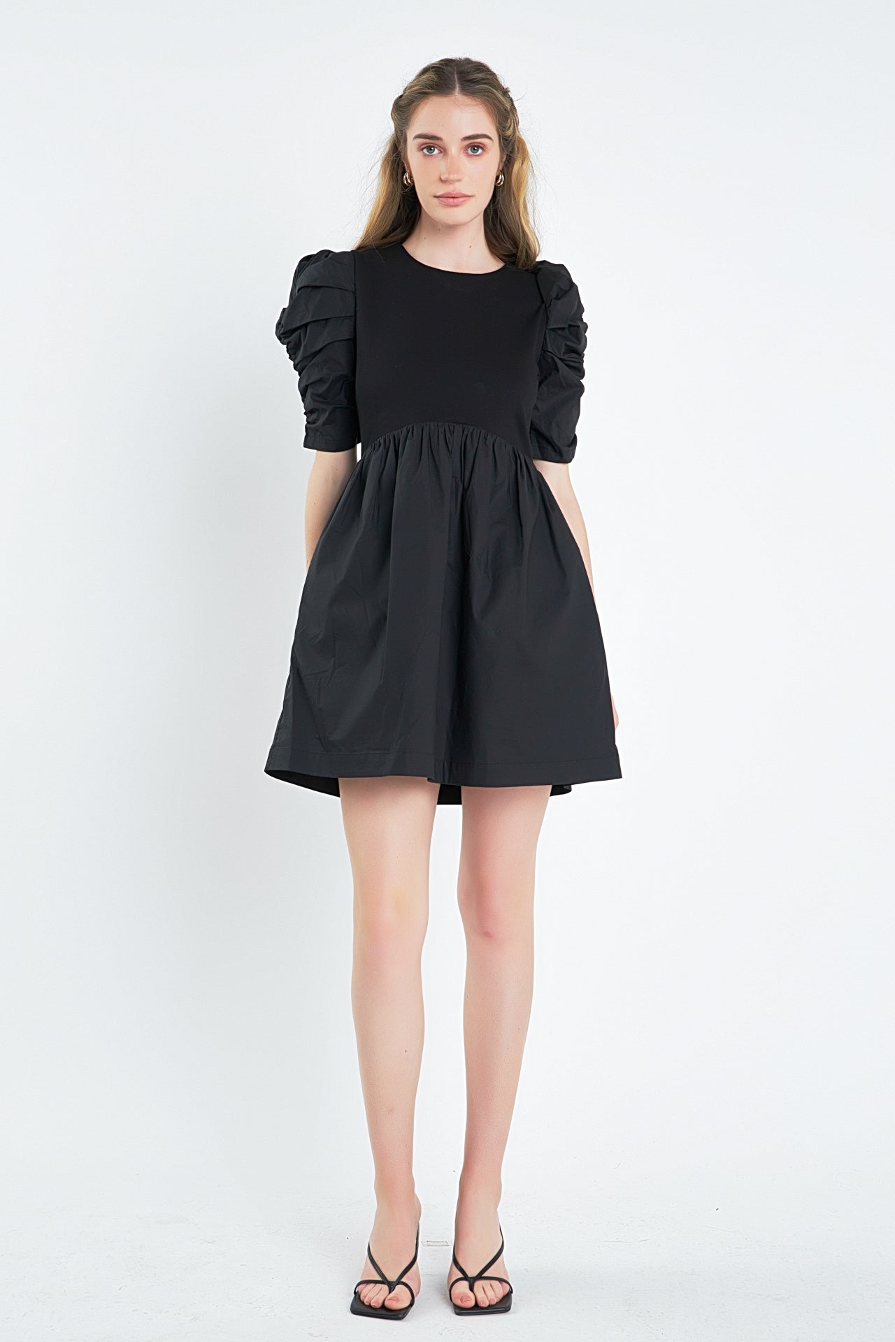 ENGLISH FACTORY - Pleated Puff Sleeve Mini Dress - DRESSES available at Objectrare