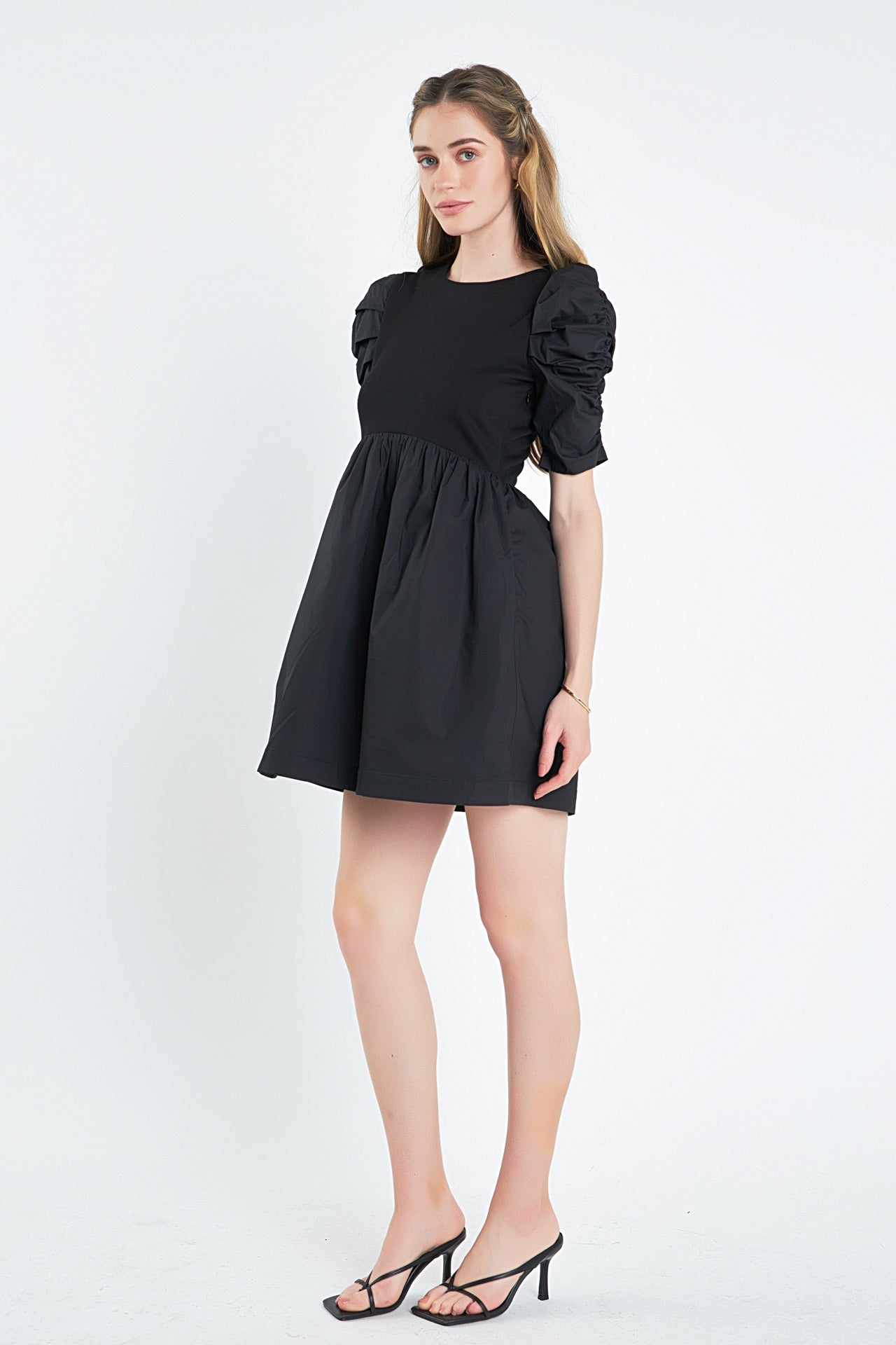 ENGLISH FACTORY - Pleated Puff Sleeve Mini Dress - DRESSES available at Objectrare