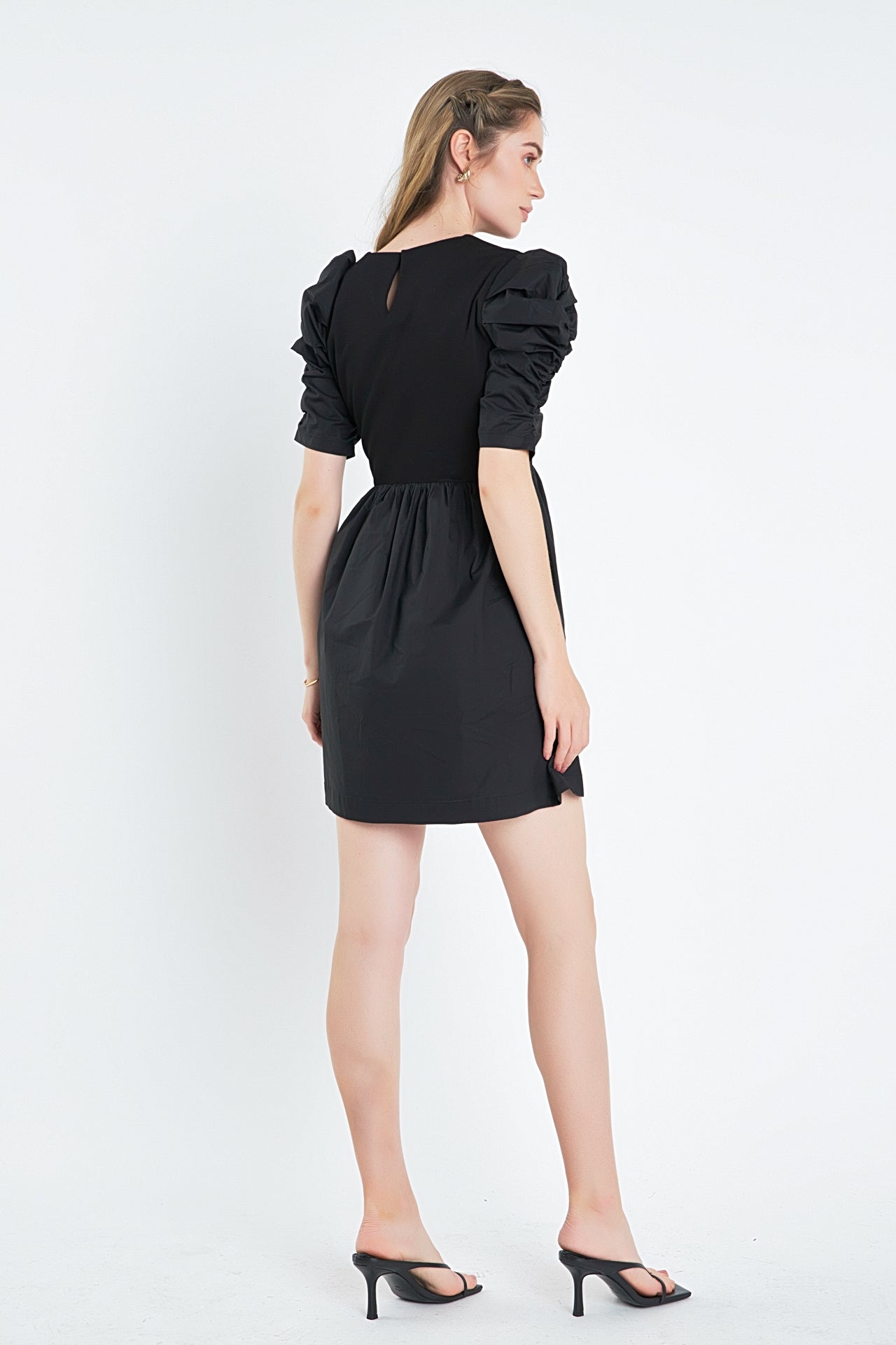 ENGLISH FACTORY - Pleated Puff Sleeve Mini Dress - DRESSES available at Objectrare