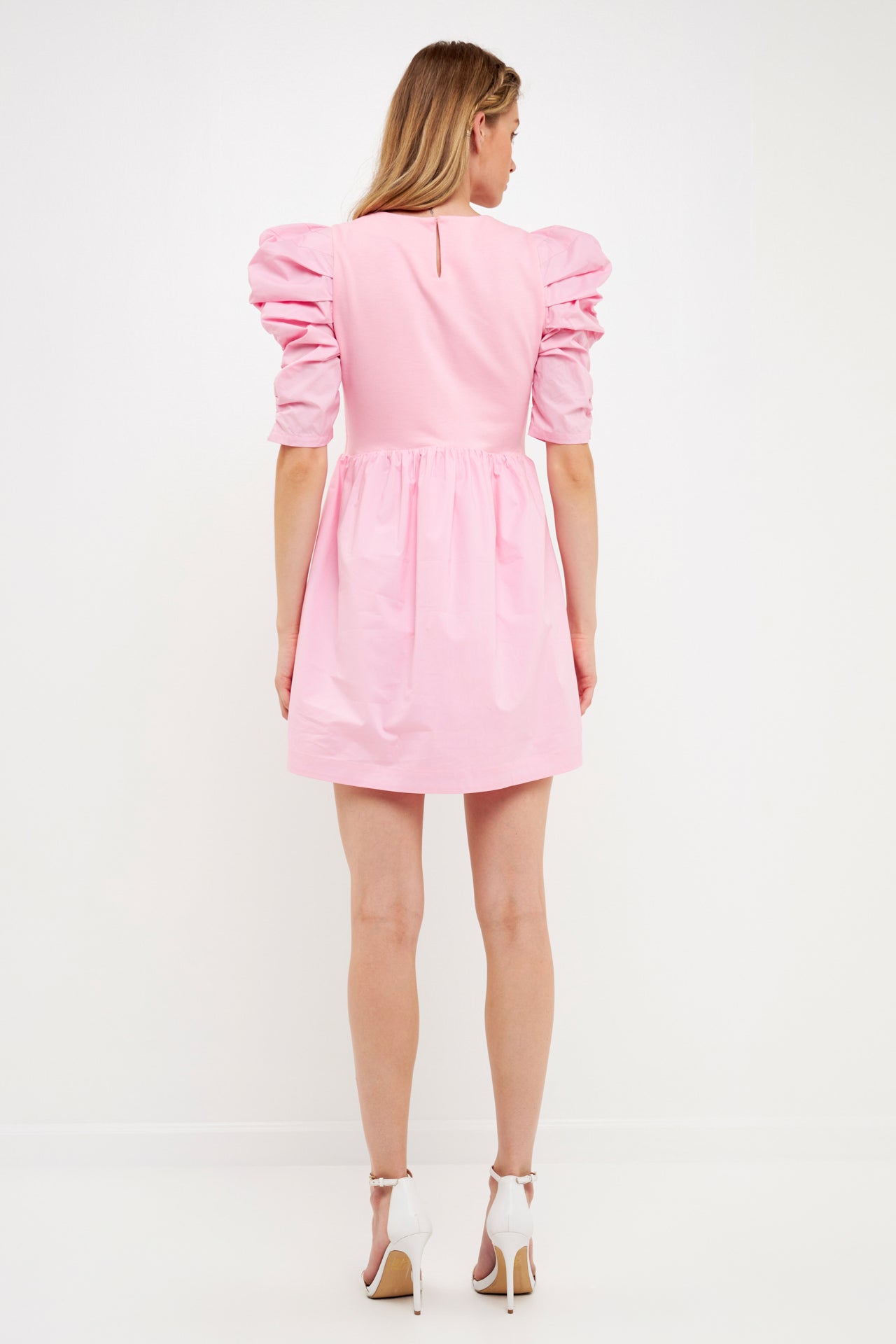 ENGLISH FACTORY - Pleated Puff Sleeve Mini Dress - DRESSES available at Objectrare