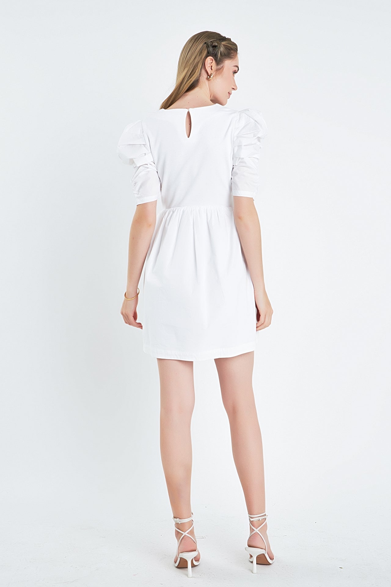 ENGLISH FACTORY - Pleated Puff Sleeve Mini Dress - DRESSES available at Objectrare