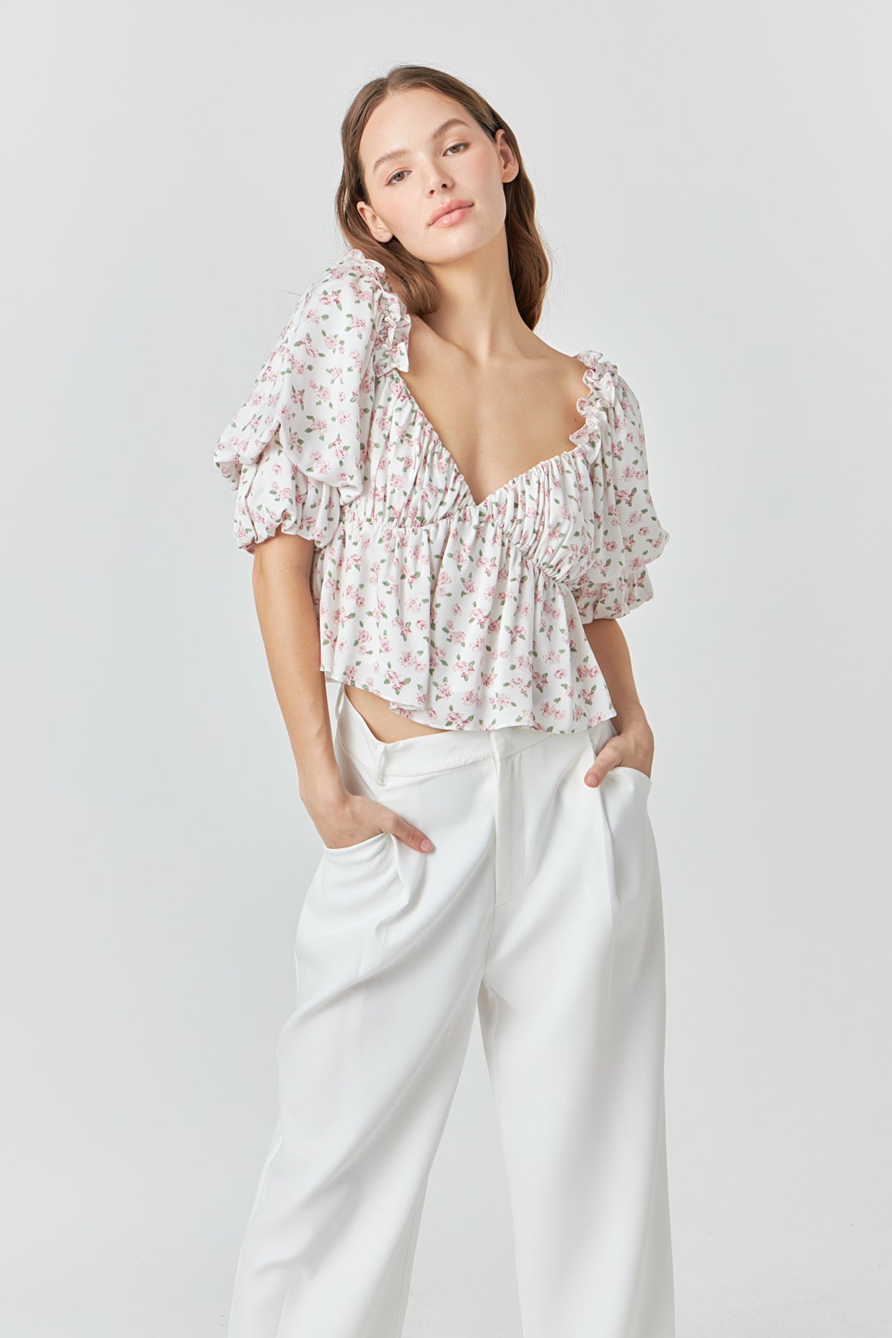 ENDLESS ROSE - Floral Print Satin Top - TOPS available at Objectrare