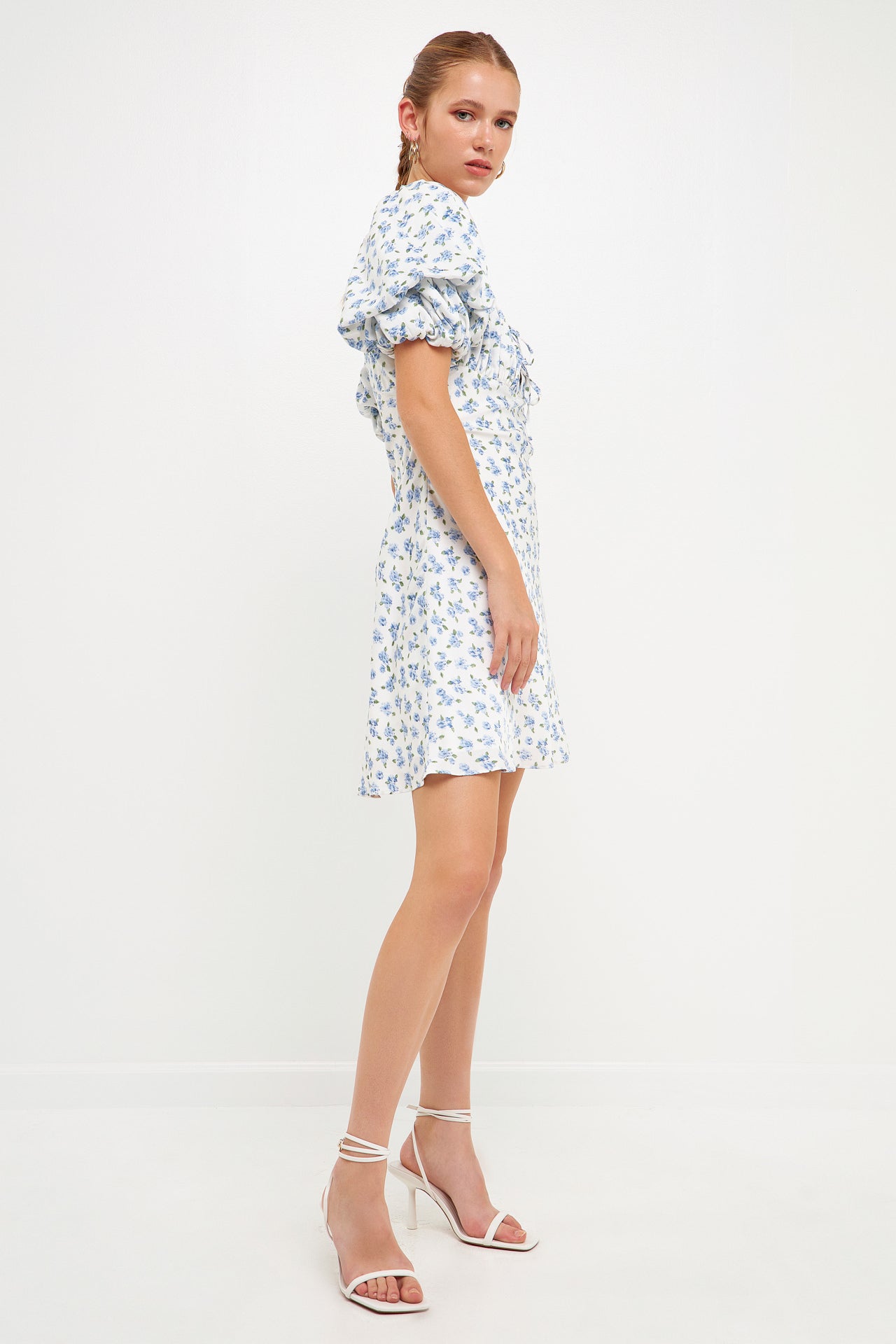 FREE THE ROSES - Floral Print Satin Mini Dress - DRESSES available at Objectrare