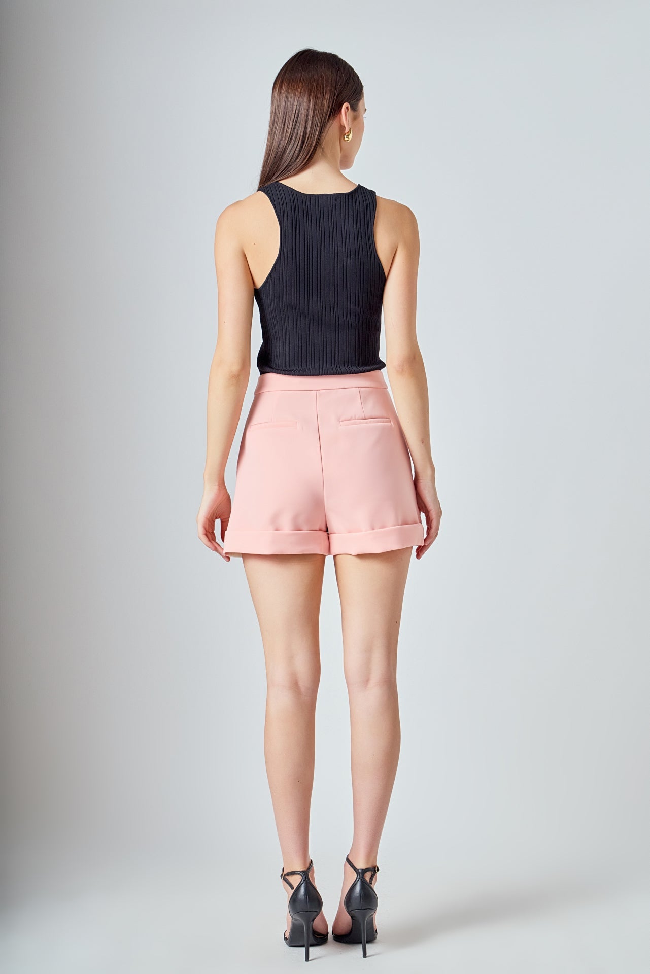 ENDLESS ROSE - Colorblock Shorts with Folded Hem - SHORTS available at Objectrare