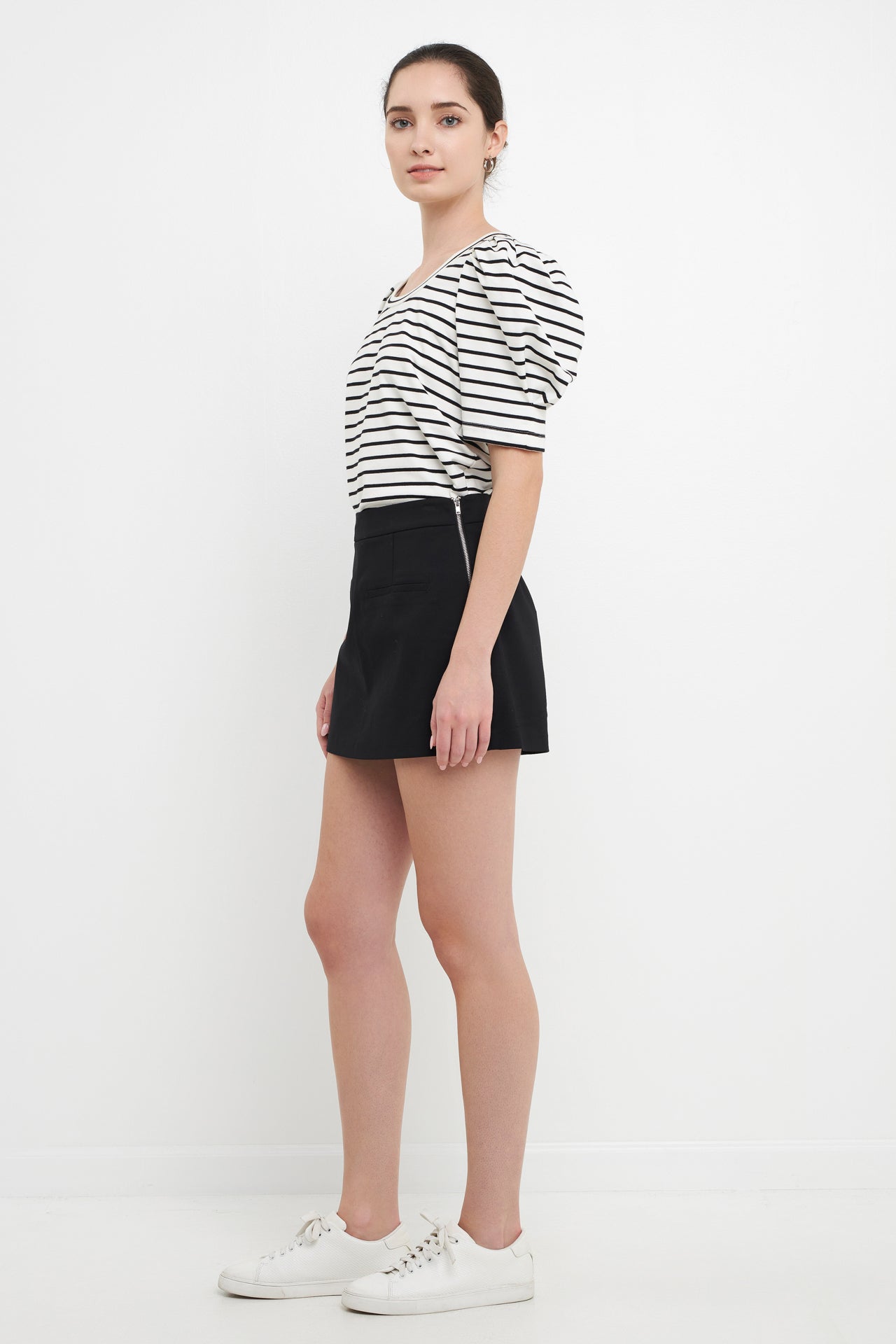 ENGLISH FACTORY - Stripe Pleated Puff Sleeve Top - TOPS available at Objectrare