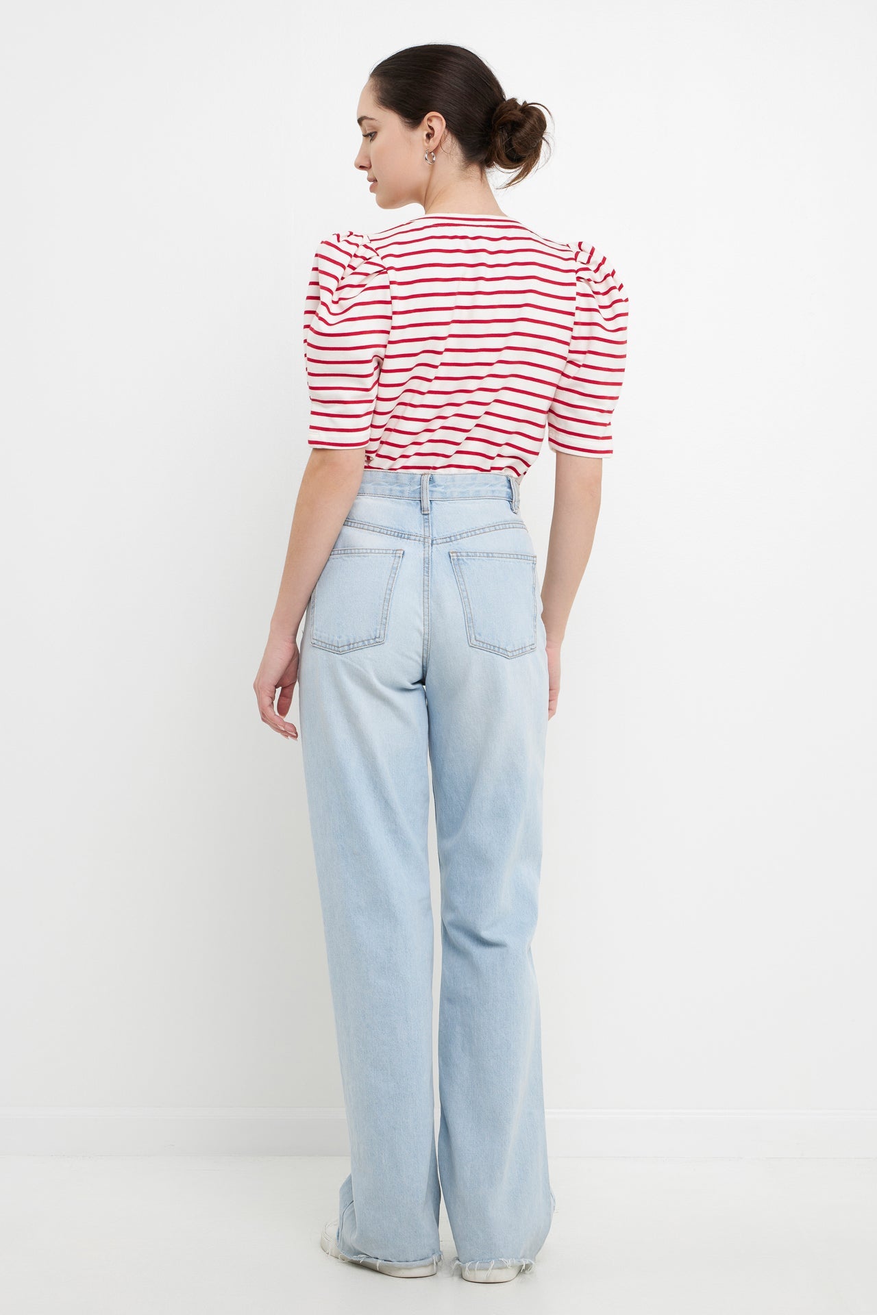 ENGLISH FACTORY - Stripe Pleated Puff Sleeve Top - TOPS available at Objectrare