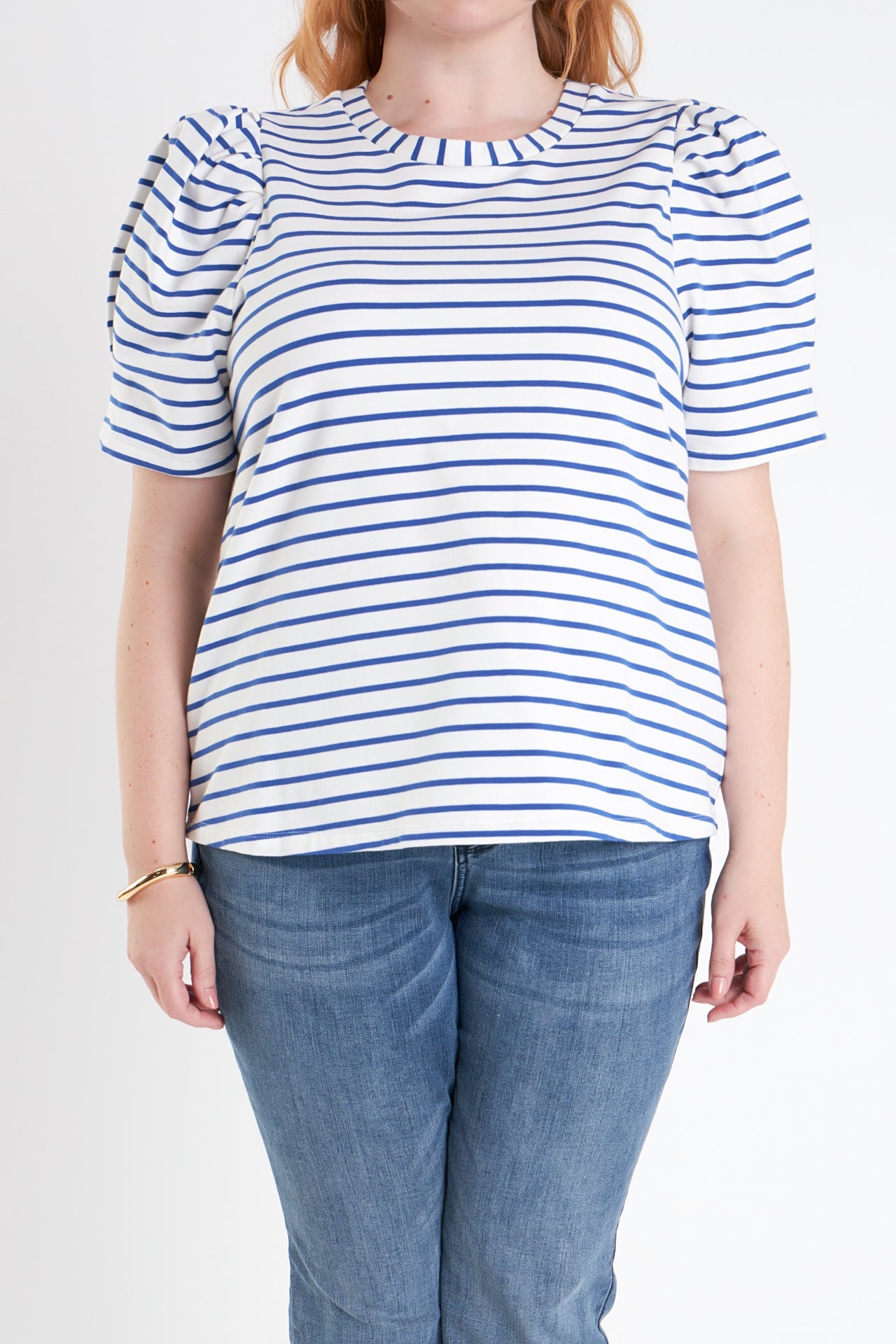 Plus Size Stripe Women Knit Shirt