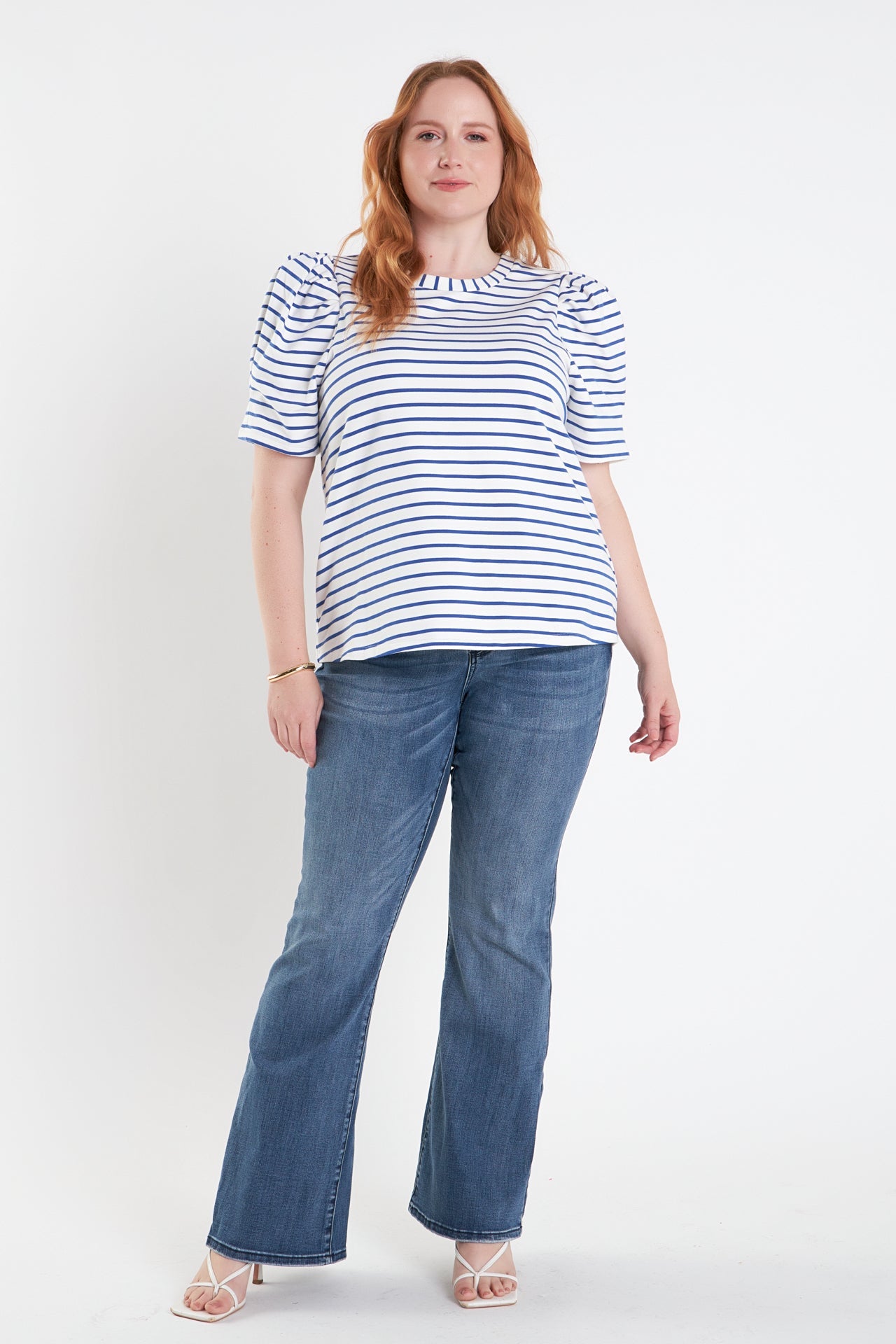 Plus Size Stripe Women Knit Shirt