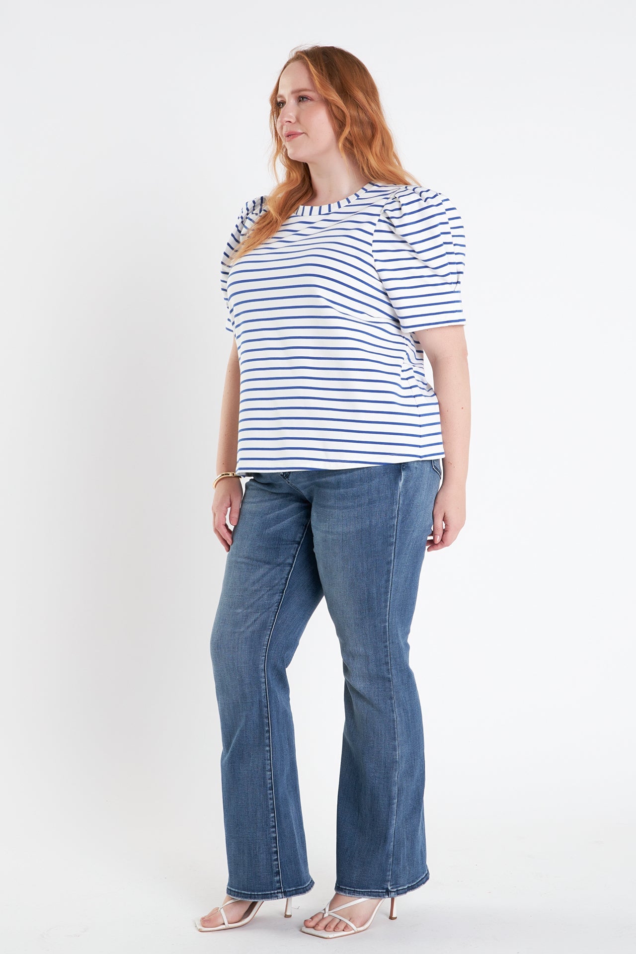 Plus Size Stripe Women Knit Shirt