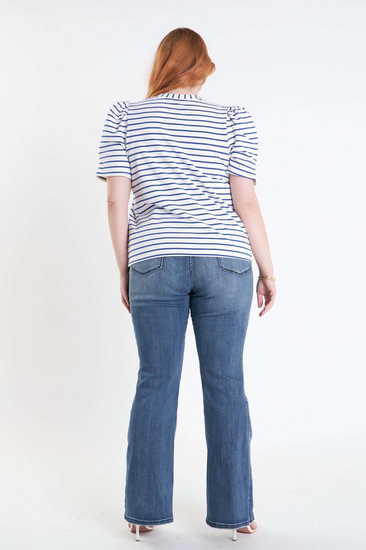 Plus Size Stripe Women Knit Shirt