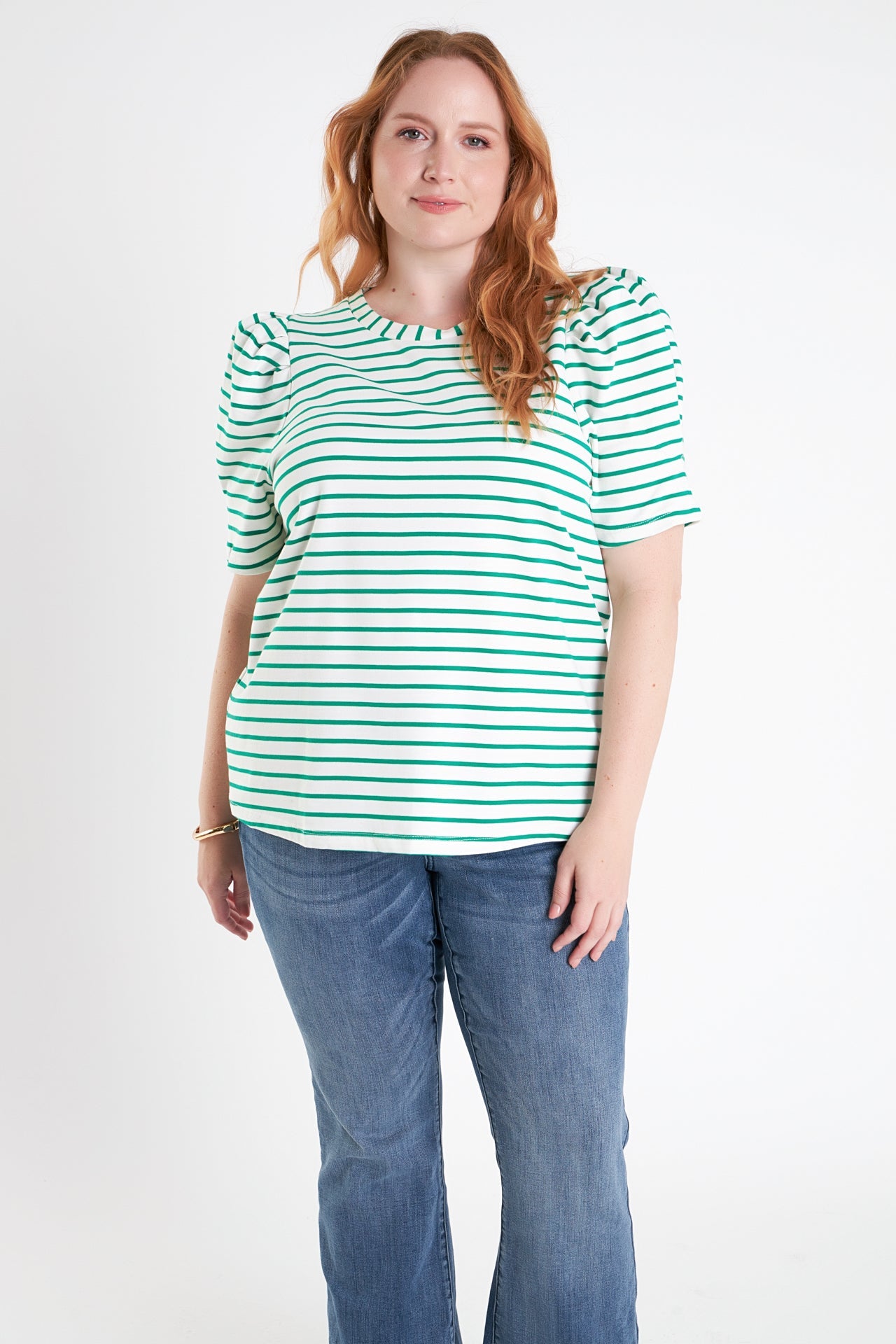 Plus Size Stripe Women Knit Shirt