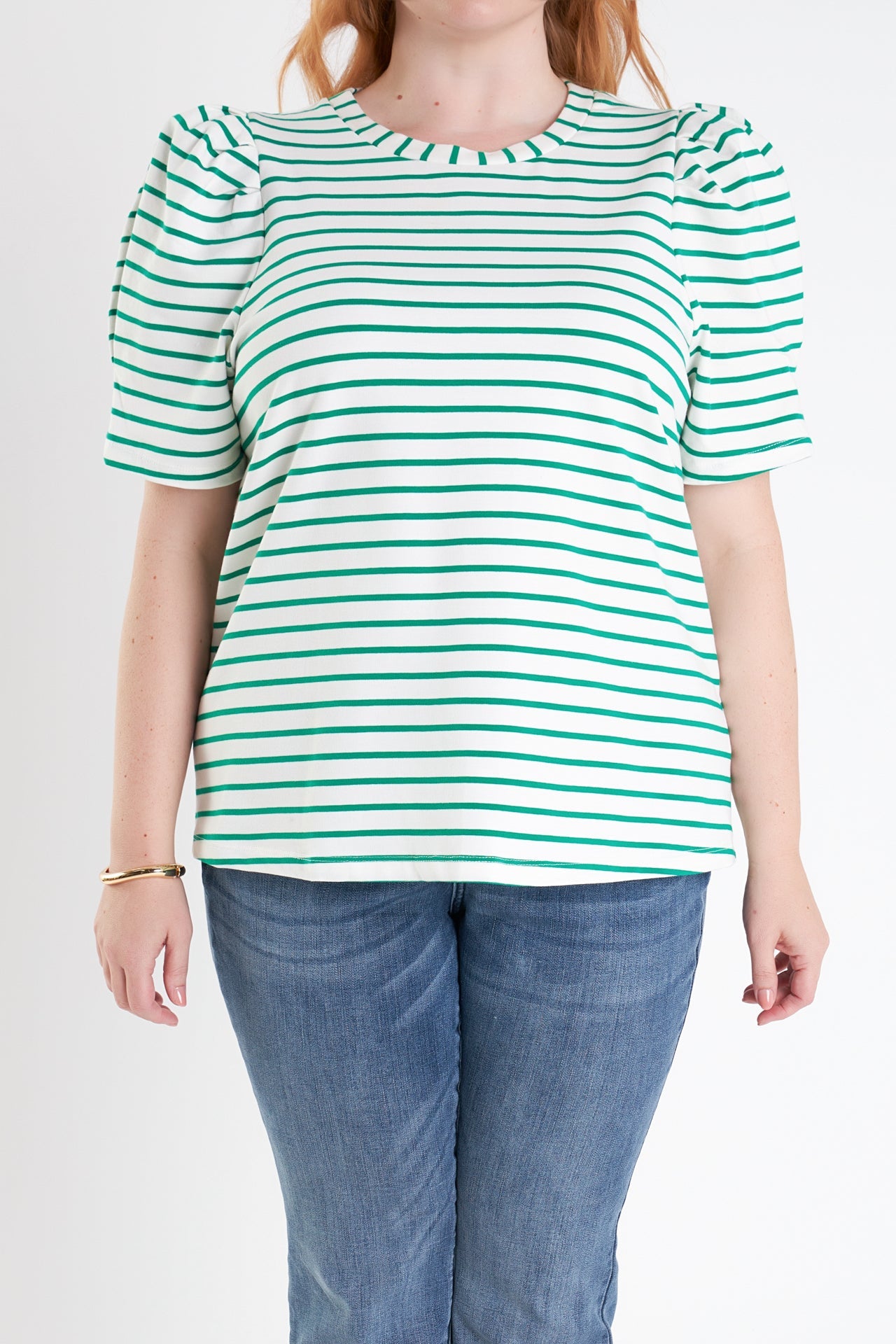 Plus Size Stripe Women Knit Shirt