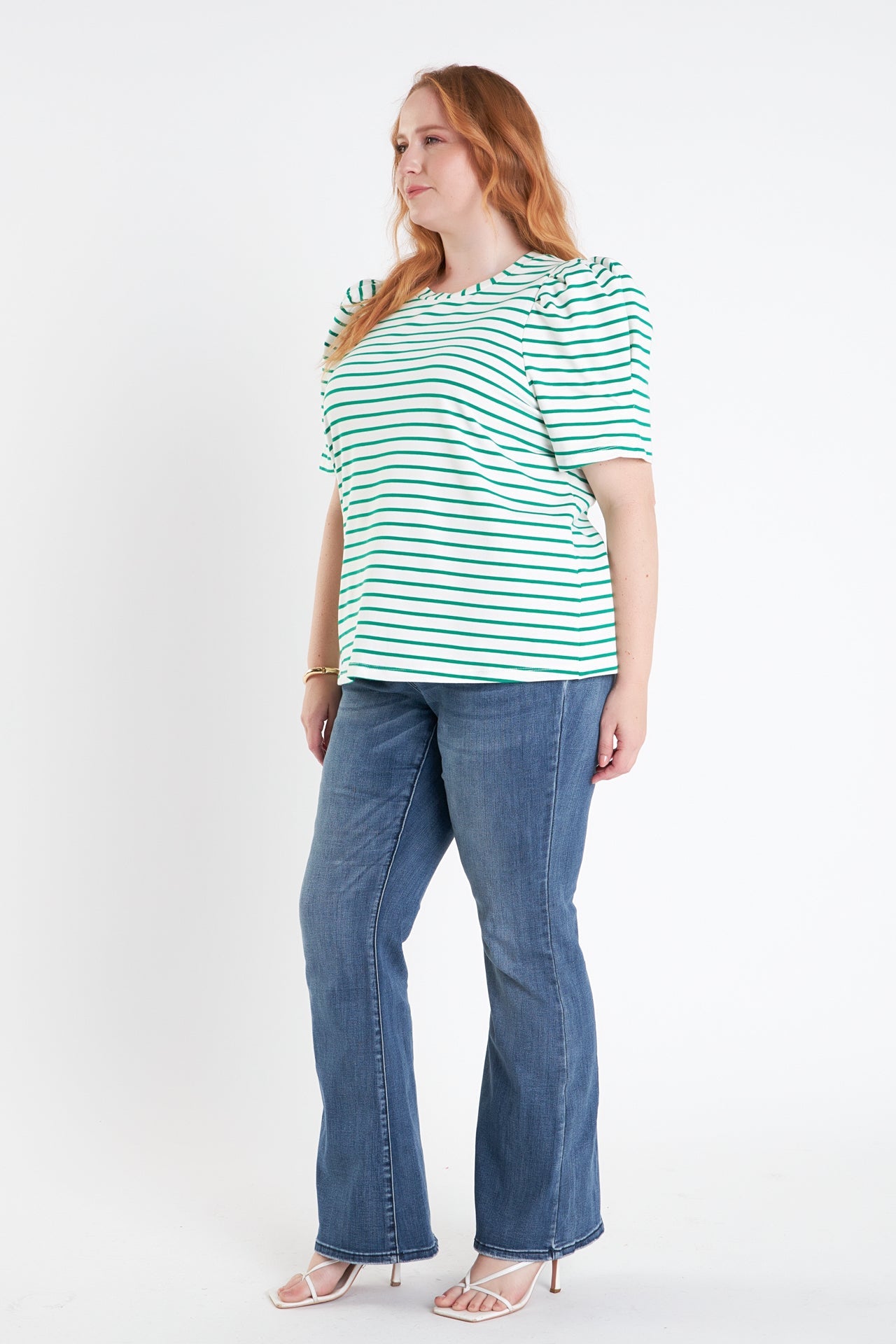 Plus Size Stripe Women Knit Shirt