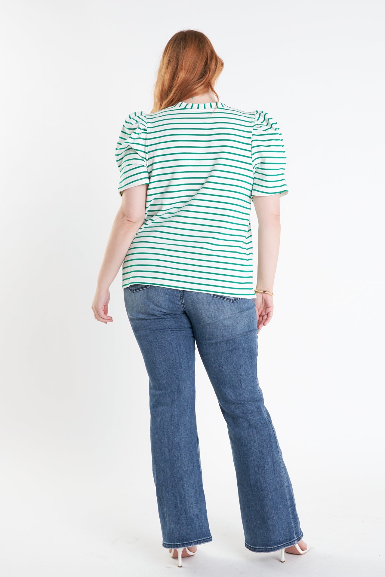Plus Size Stripe Women Knit Shirt
