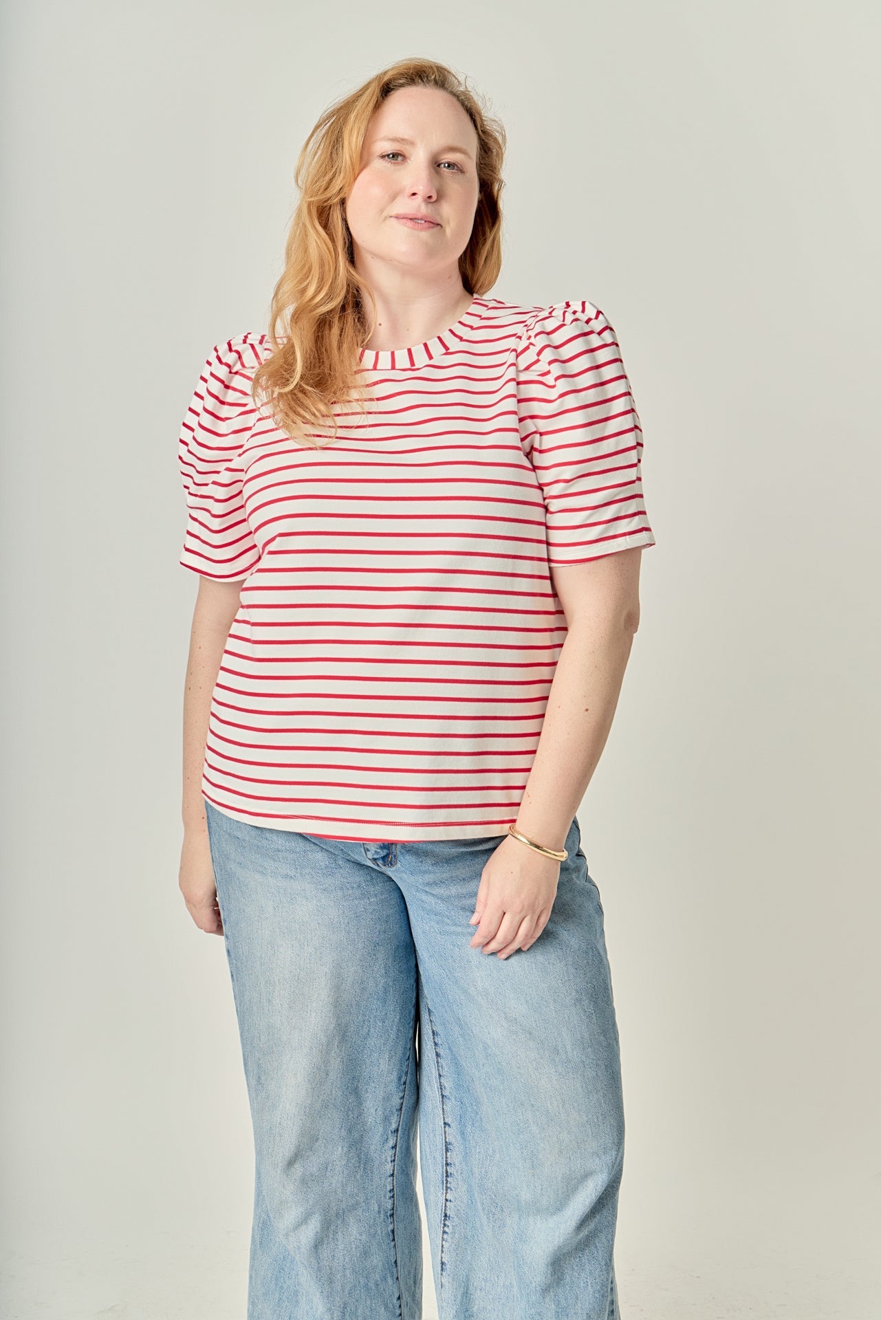 Plus Size Stripe Women Knit Shirt