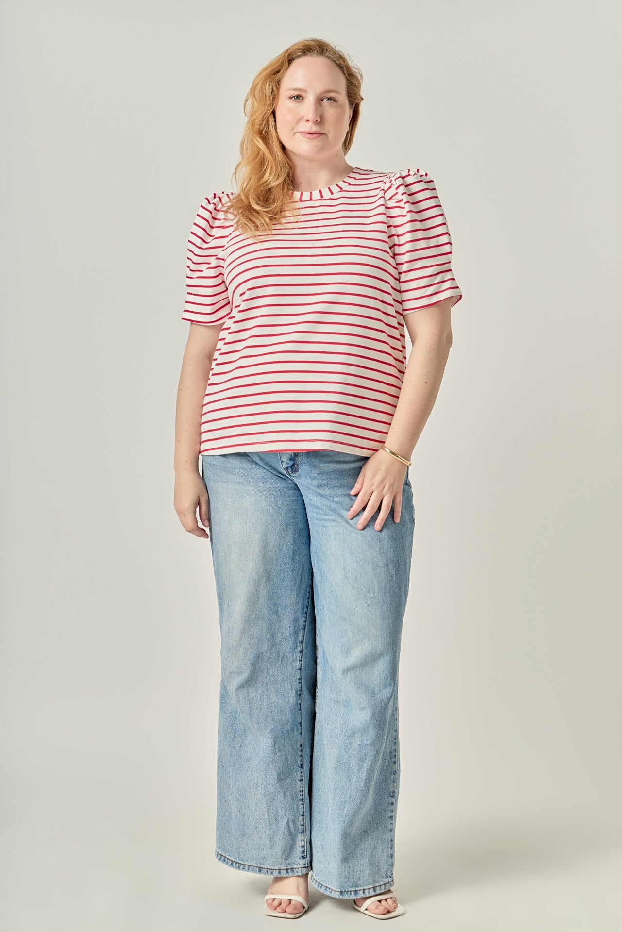 Plus Size Stripe Women Knit Shirt