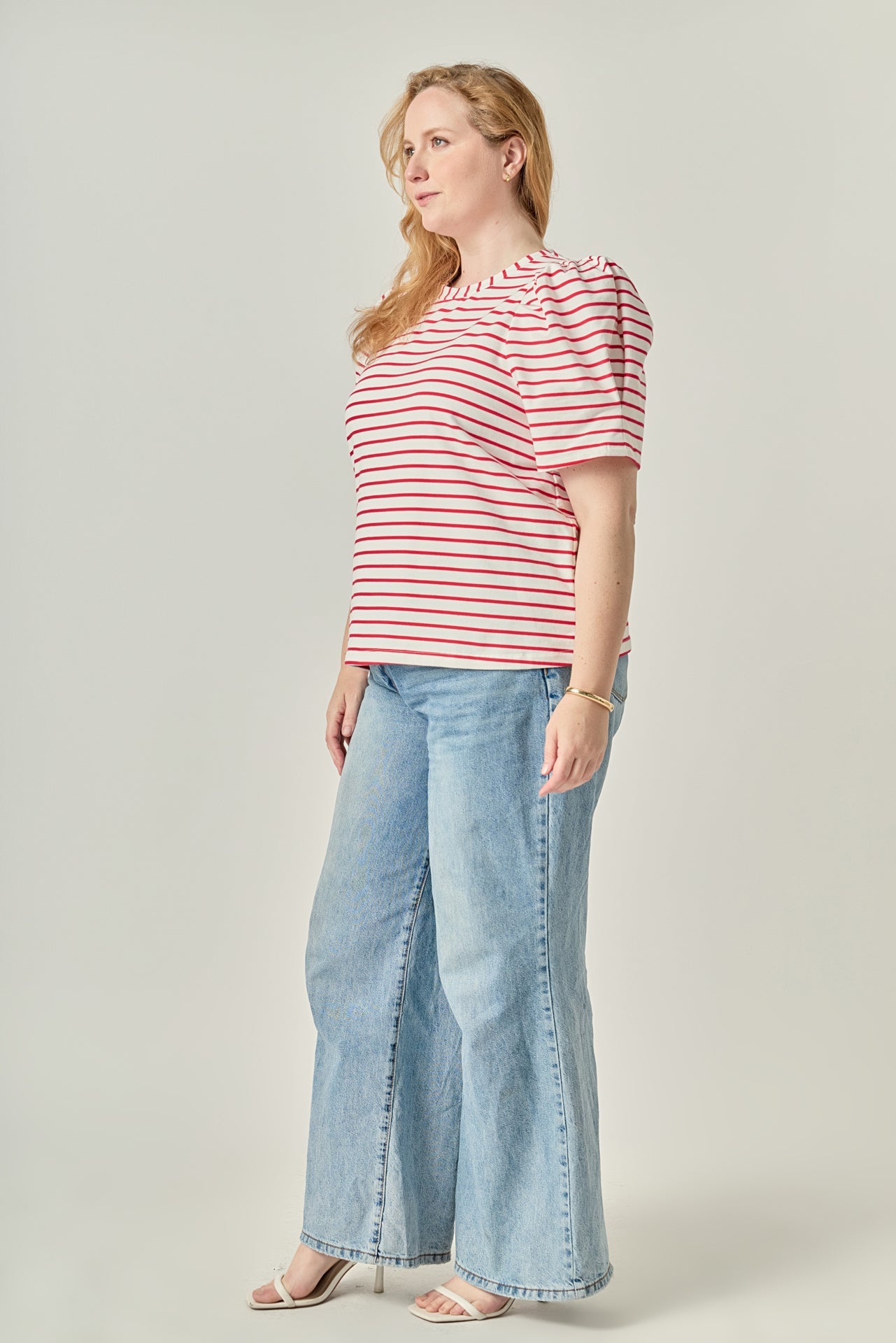 Plus Size Stripe Women Knit Shirt
