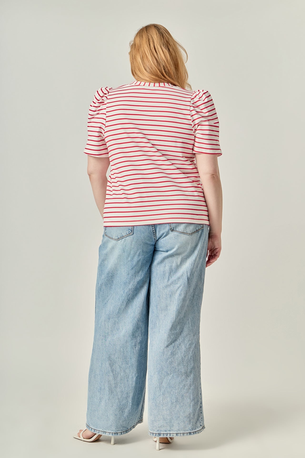 Plus Size Stripe Women Knit Shirt