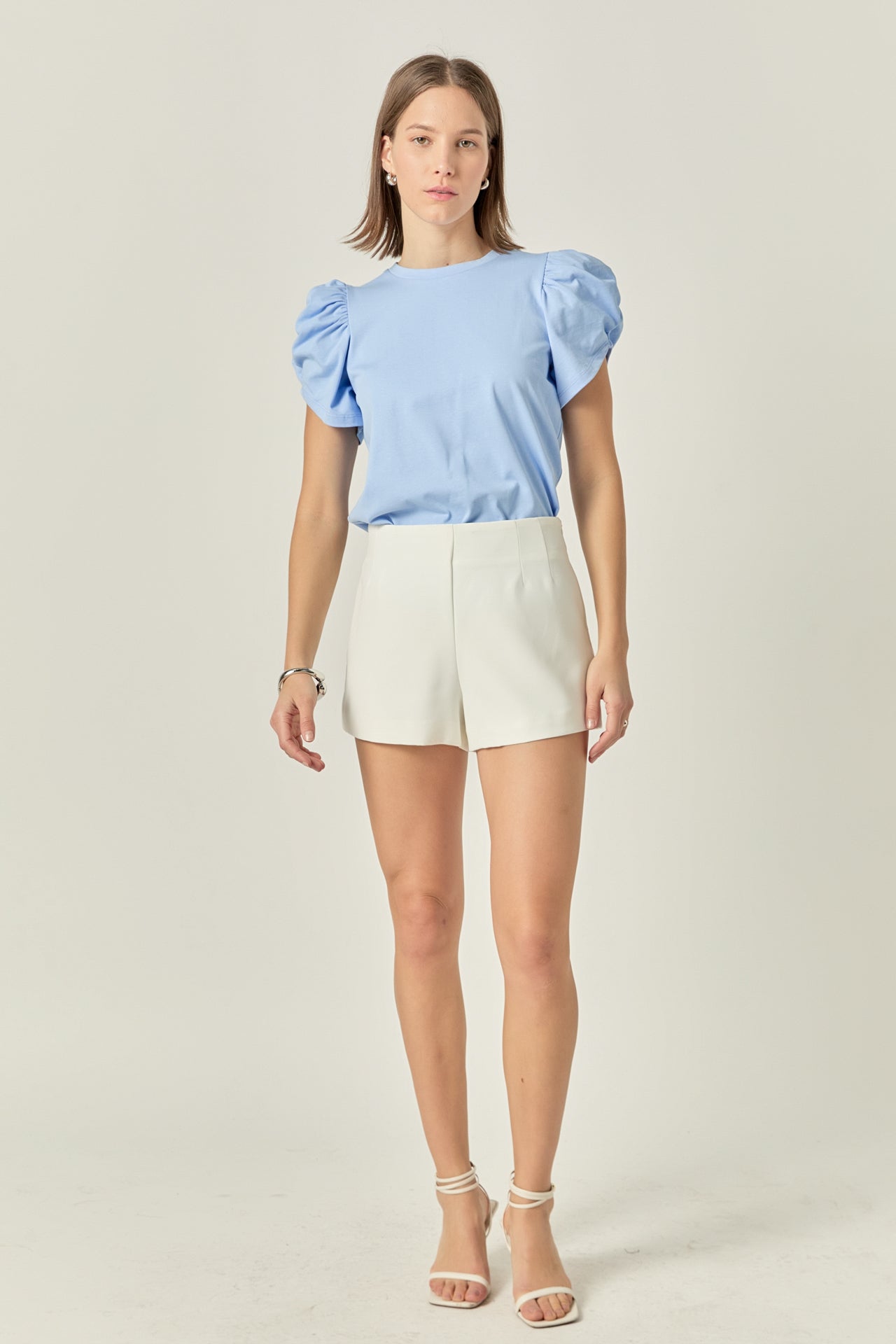 ENGLISH FACTORY - Ruched Sleeve T-Shirt - TOPS available at Objectrare