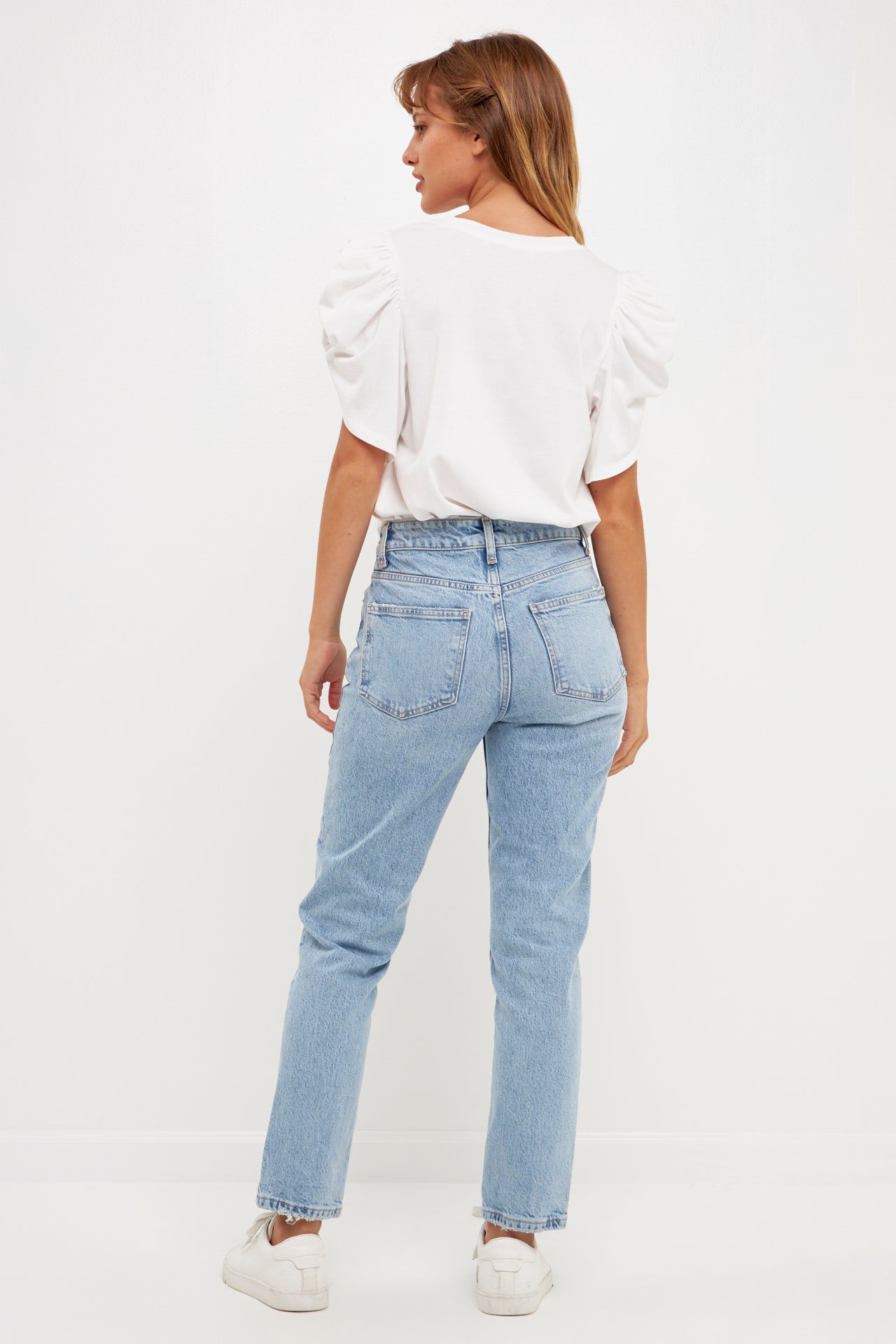 ENGLISH FACTORY - Ruched Sleeve T-Shirt - TOPS available at Objectrare