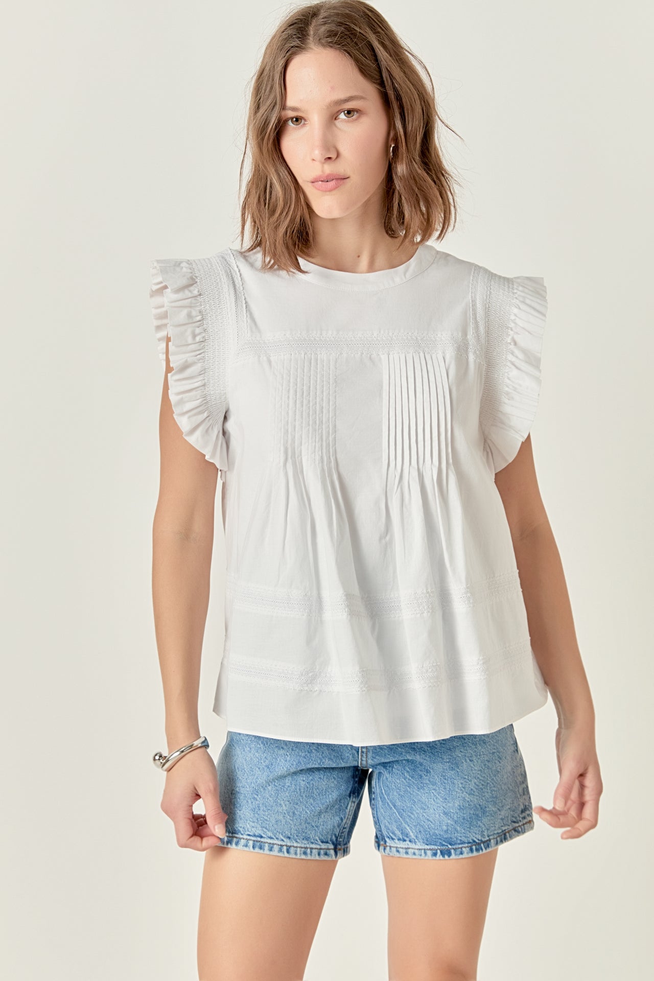 ENGLISH FACTORY - Trim Detail Ruffled Top - TOPS available at Objectrare