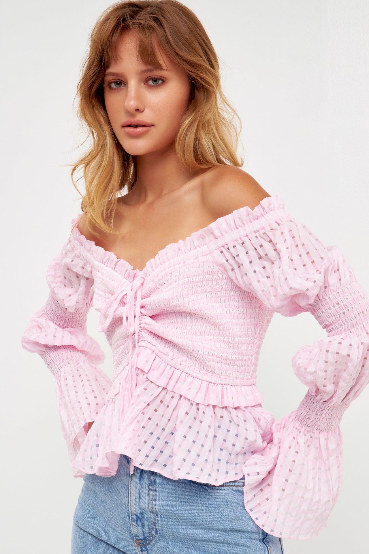 ENGLISH FACTORY - Off the Shoulder Smocked Top - TOPS available at Objectrare
