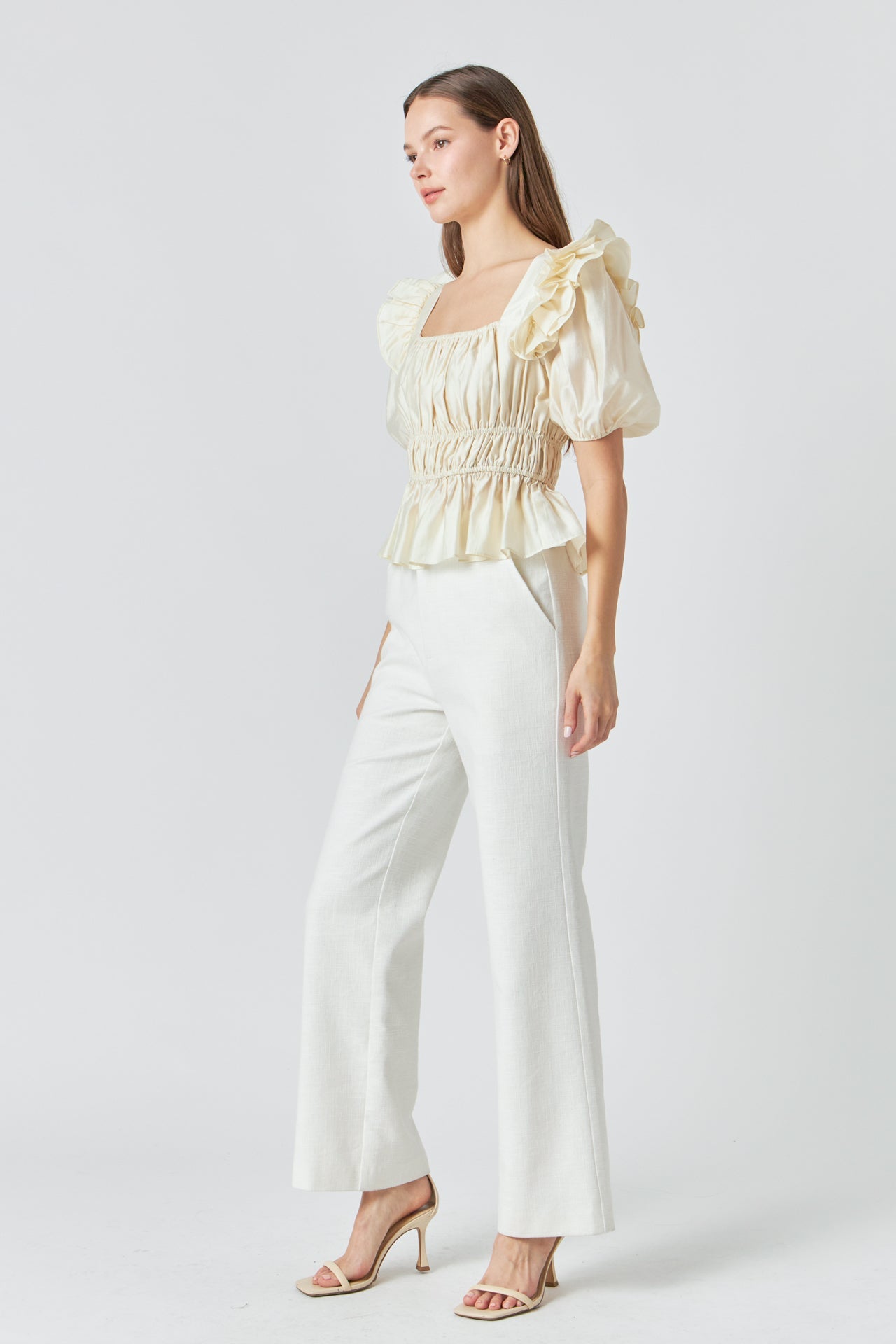 ENDLESS ROSE - Smocked Puff Sleeve Top - TOPS available at Objectrare