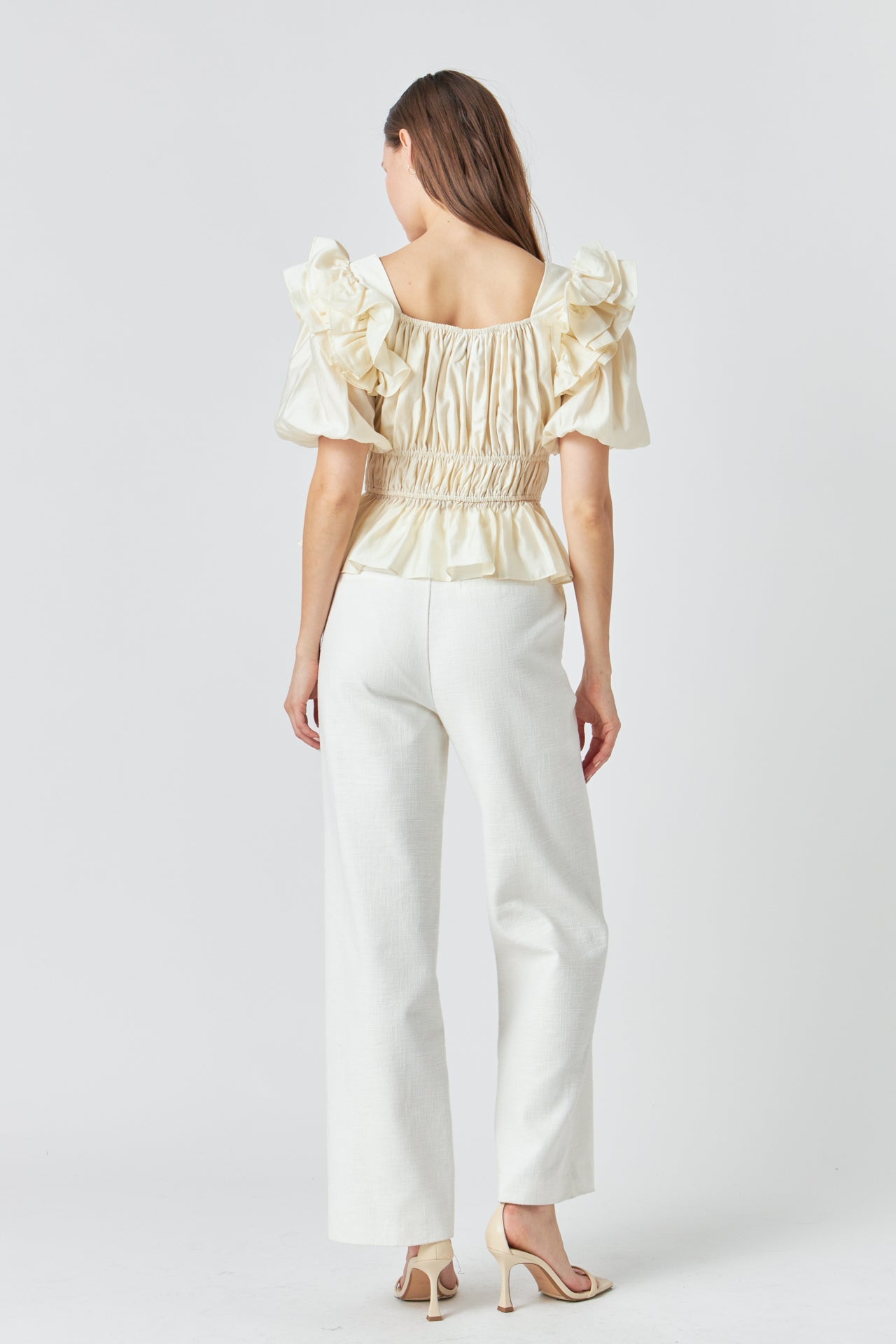 ENDLESS ROSE - Smocked Puff Sleeve Top - TOPS available at Objectrare