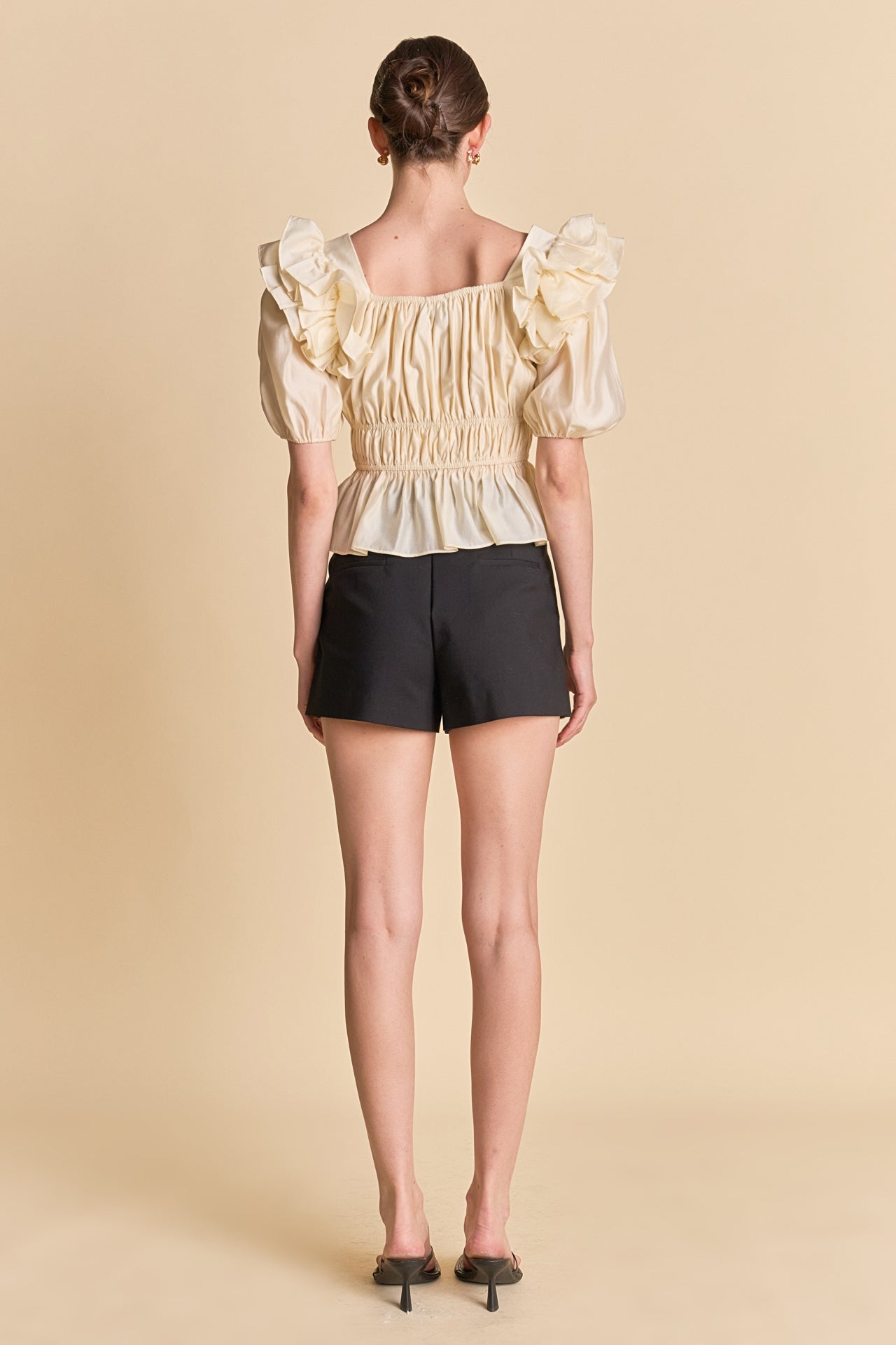ENDLESS ROSE - Smocked Puff Sleeve Top - TOPS available at Objectrare