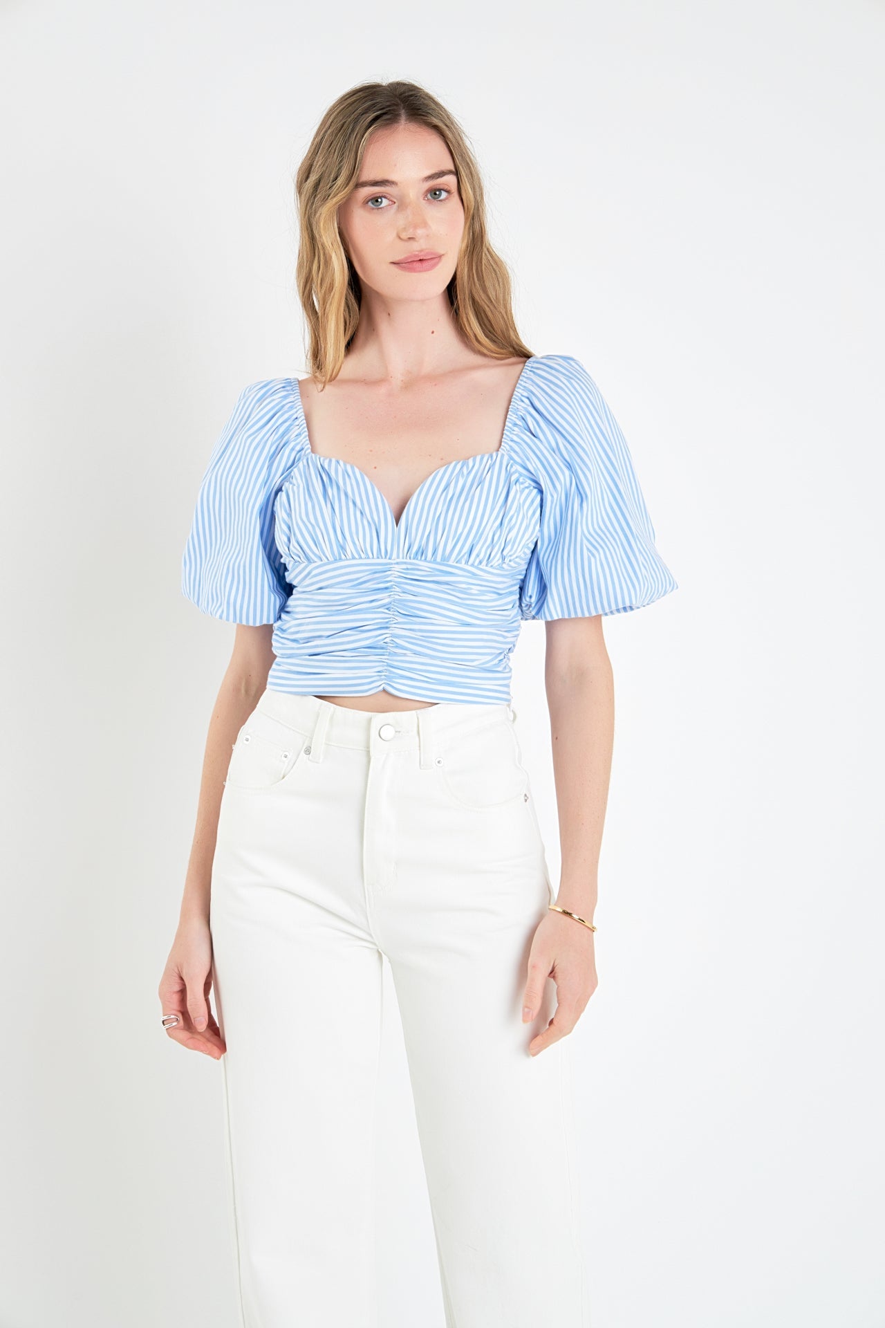 ENGLISH FACTORY - Stripe Shirred Detail Top - TOPS available at Objectrare