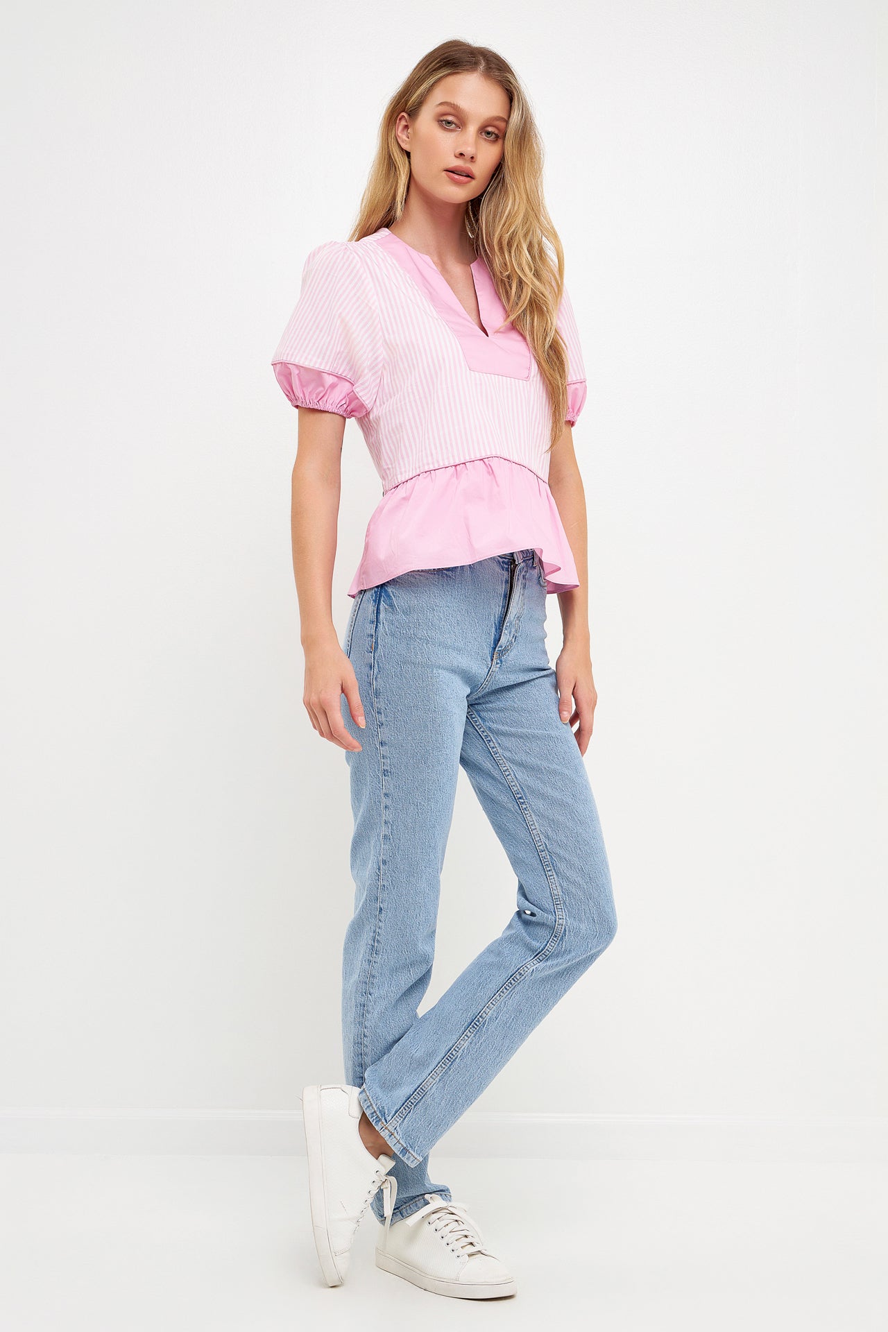 ENGLISH FACTORY - Puff Sleeve Peplum Top - TOPS available at Objectrare