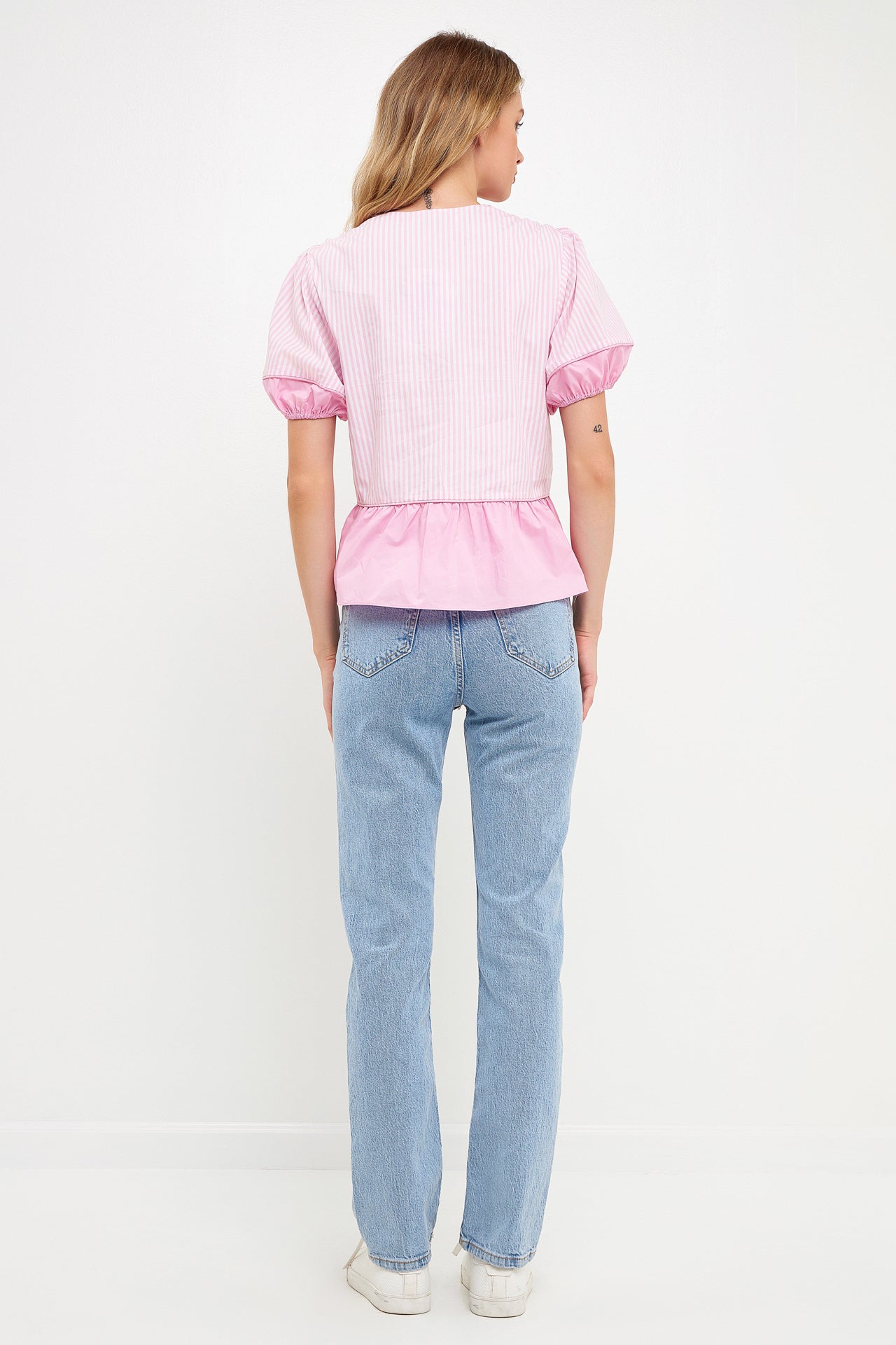 ENGLISH FACTORY - Puff Sleeve Peplum Top - TOPS available at Objectrare