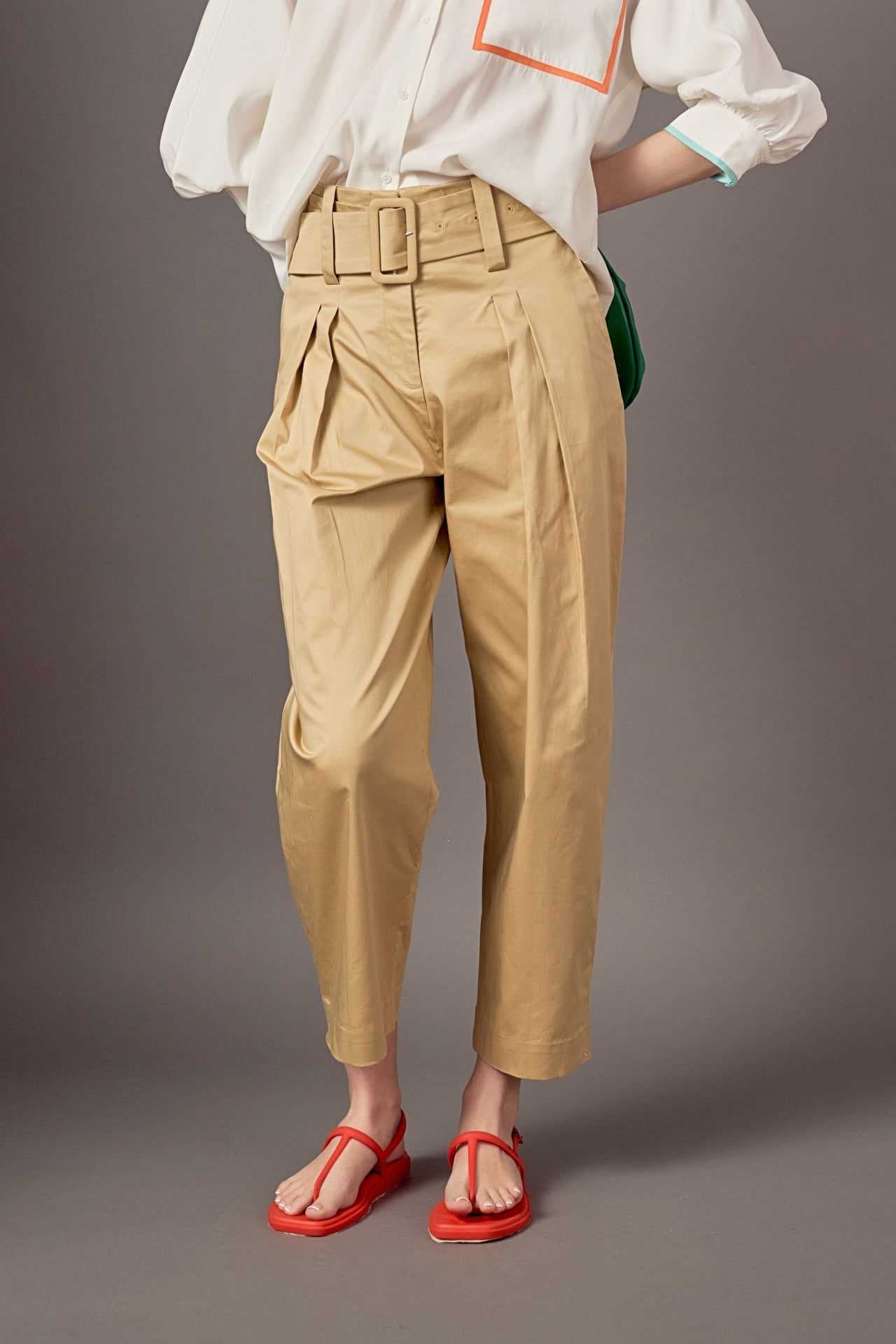 ENGLISH FACTORY - High Waist Belted Wide Leg Pants - PANTS available at Objectrare