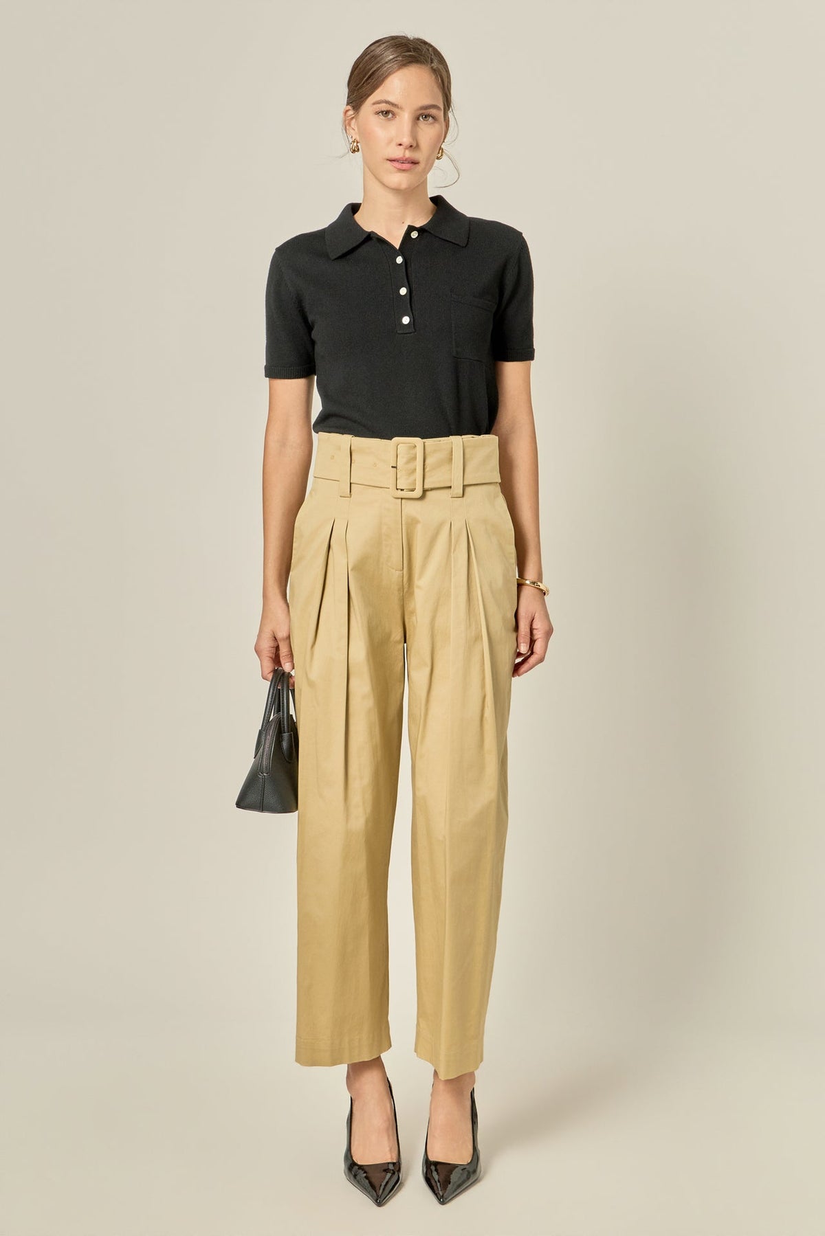 ENGLISH FACTORY - High Waist Belted Wide Leg Pants - PANTS available at Objectrare