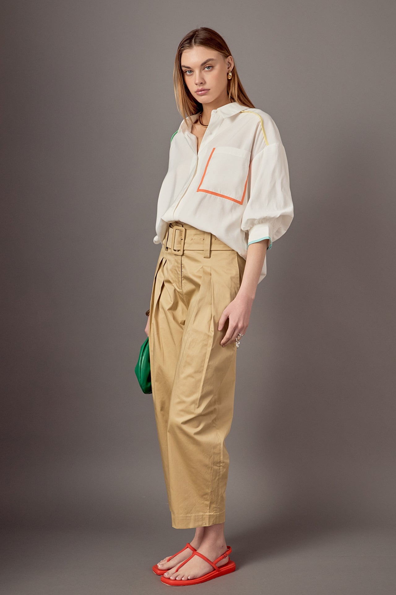 ENGLISH FACTORY - High Waist Belted Wide Leg Pants - PANTS available at Objectrare