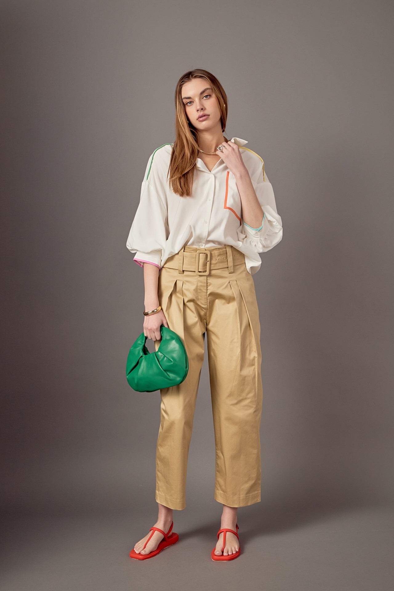 ENGLISH FACTORY - High Waist Belted Wide Leg Pants - PANTS available at Objectrare