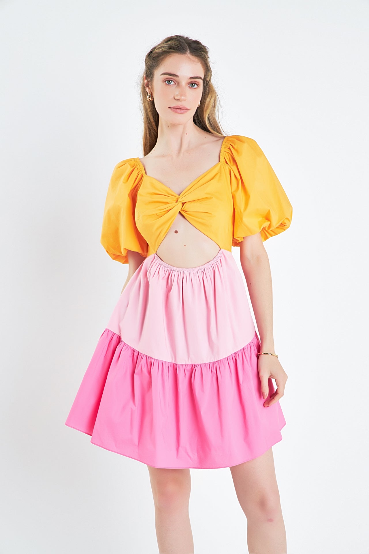ENGLISH FACTORY - Color Block Front Twist Mini Dress - DRESSES available at Objectrare