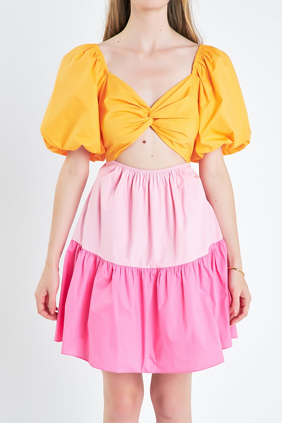 ENGLISH FACTORY - Color Block Front Twist Mini Dress - DRESSES available at Objectrare