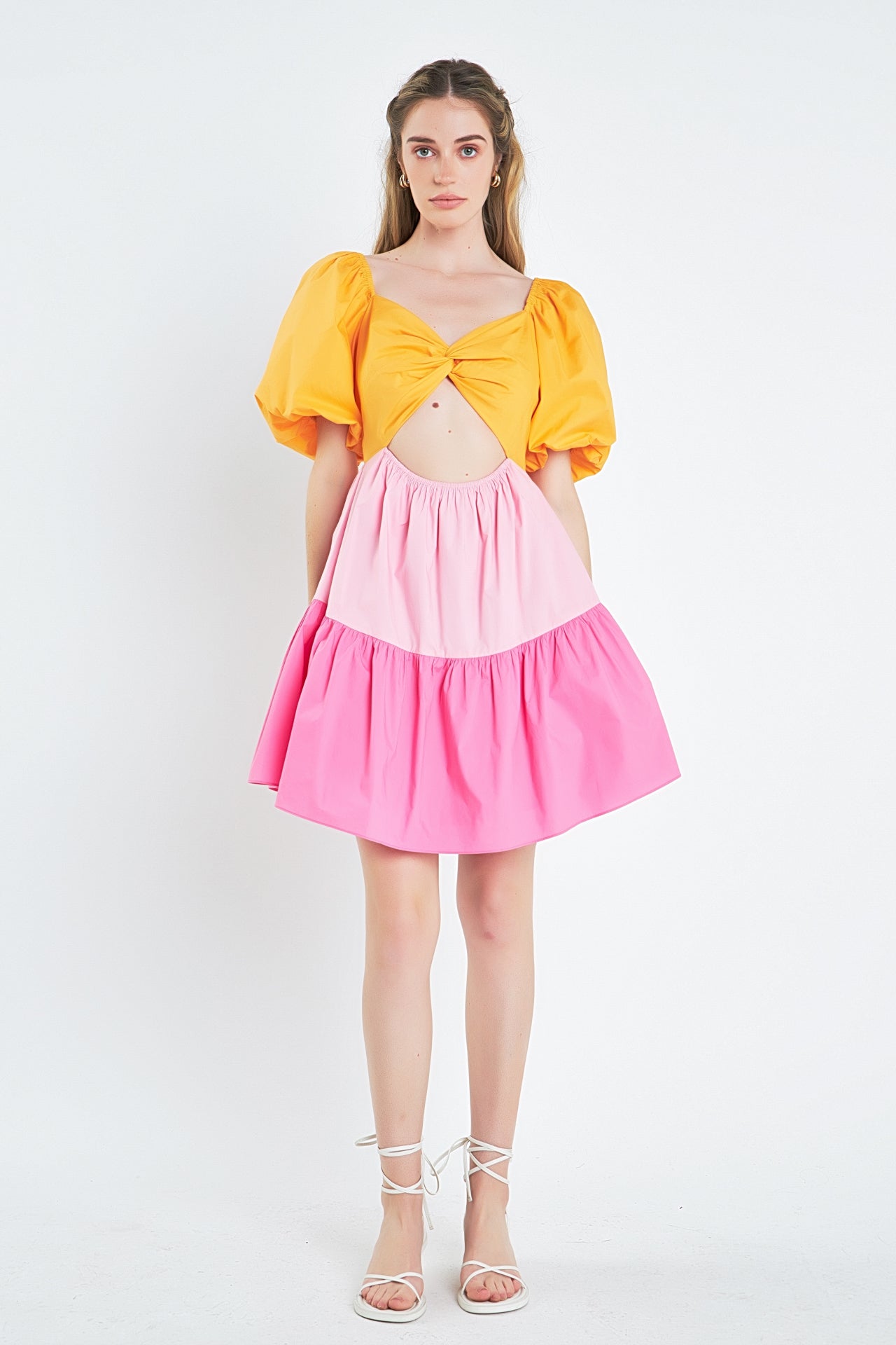 ENGLISH FACTORY - Color Block Front Twist Mini Dress - DRESSES available at Objectrare