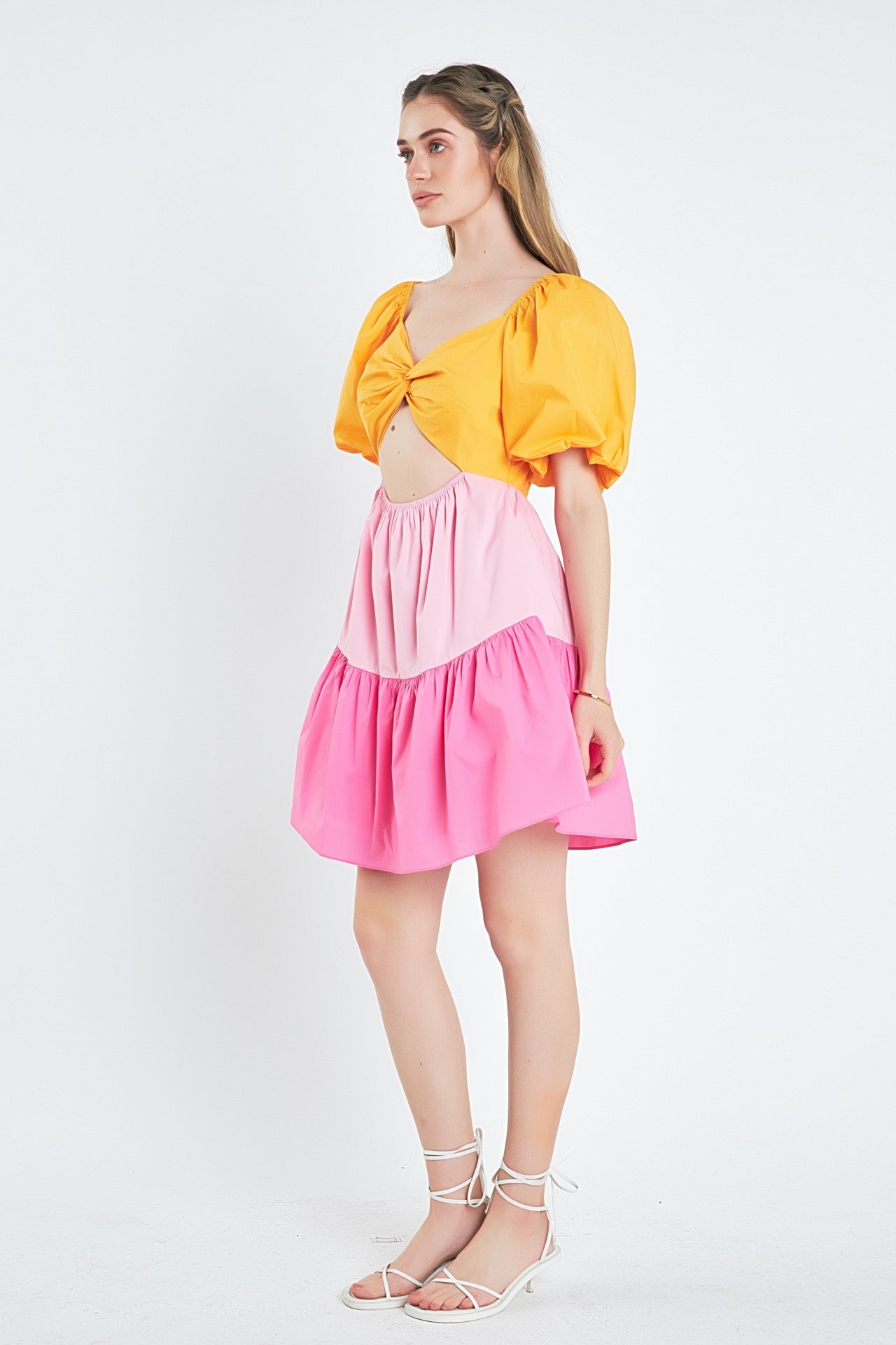 ENGLISH FACTORY - Color Block Front Twist Mini Dress - DRESSES available at Objectrare