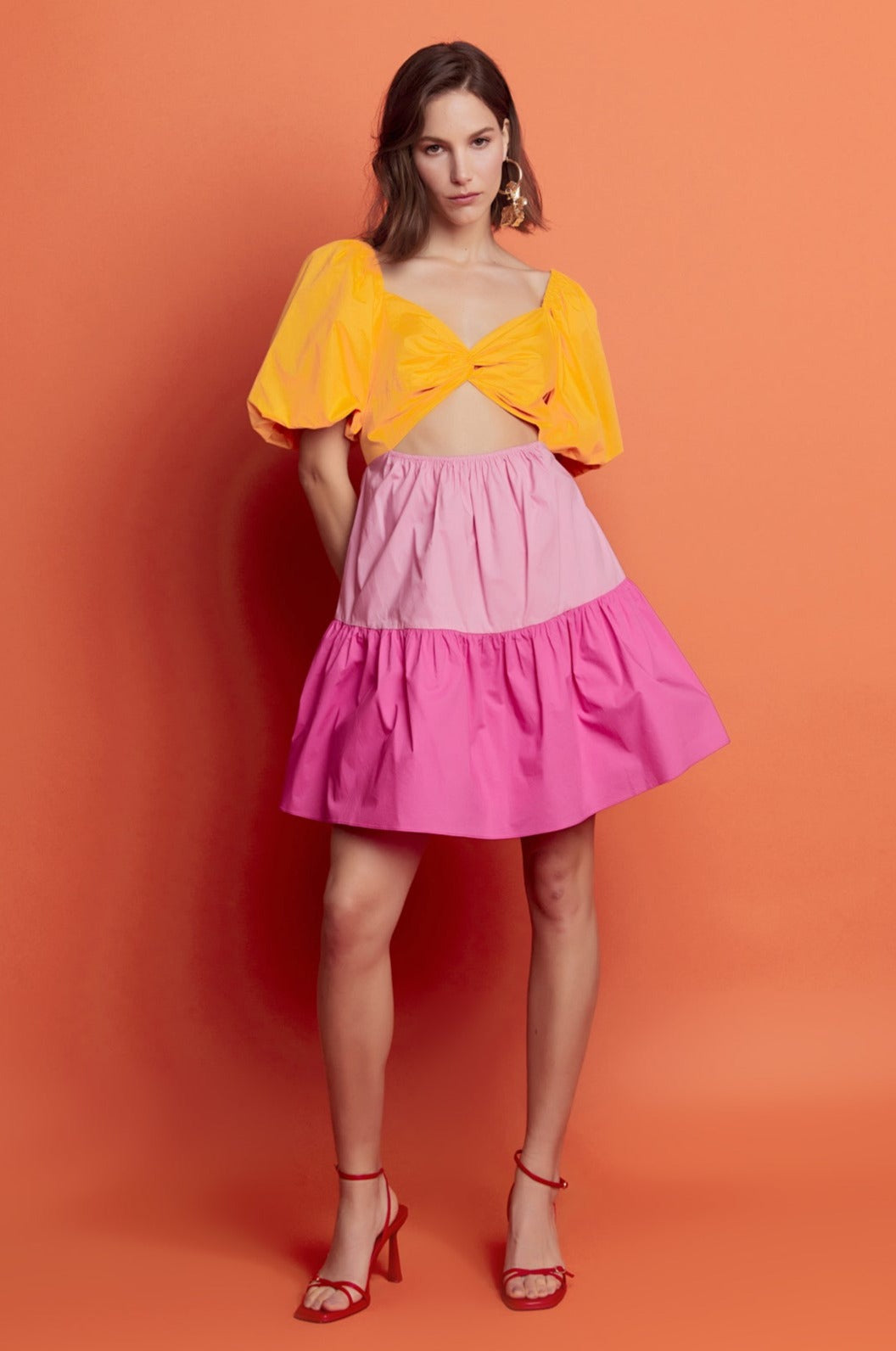 ENGLISH FACTORY - Color Block Front Twist Mini Dress - DRESSES available at Objectrare