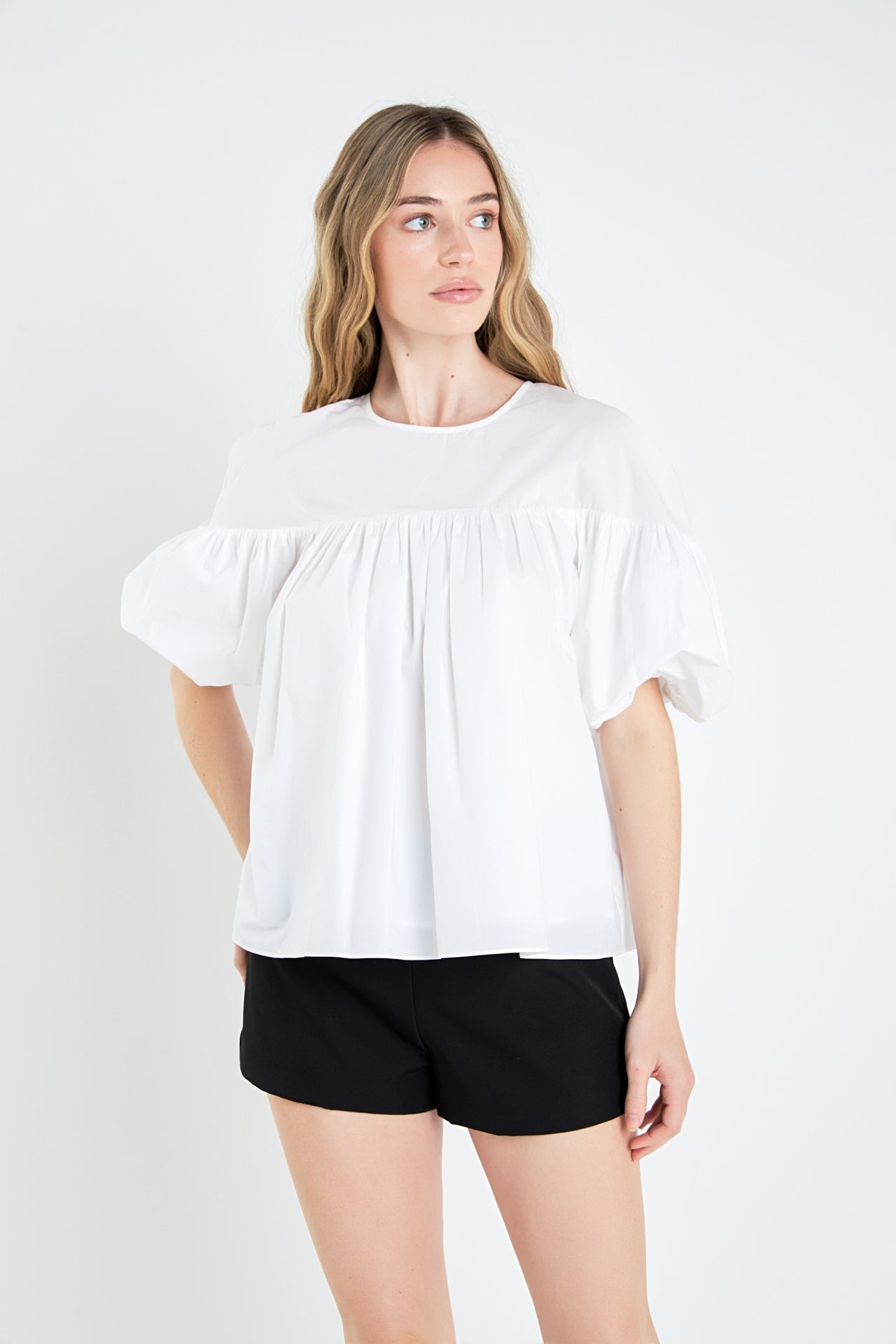 ENGLISH FACTORY - Dropped Shoulder Puff Sleeve Top - TOPS available at Objectrare