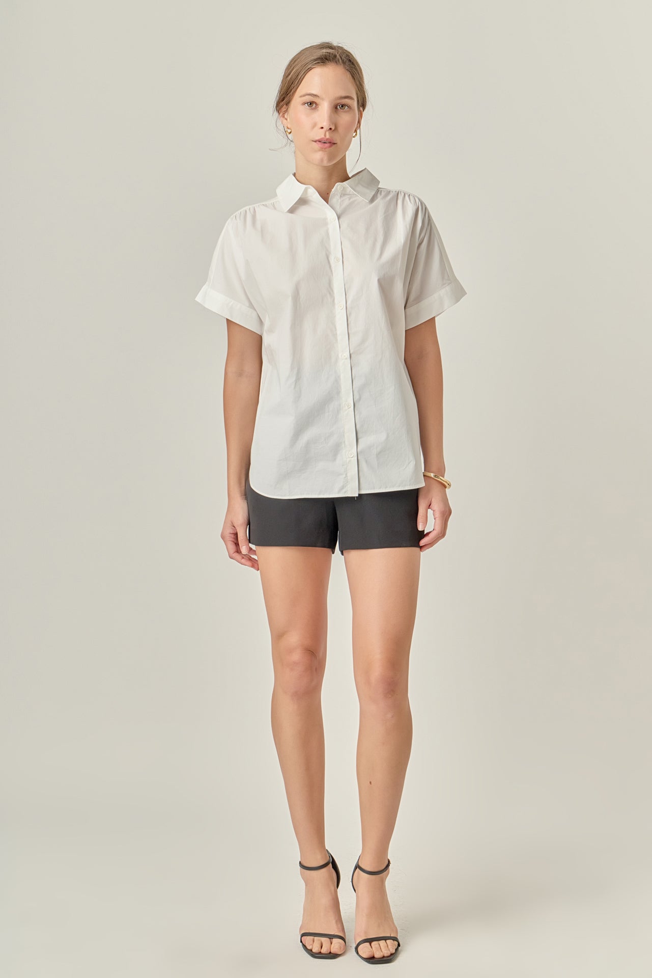 ENGLISH FACTORY - Mixed Media Collared Top - TOPS available at Objectrare